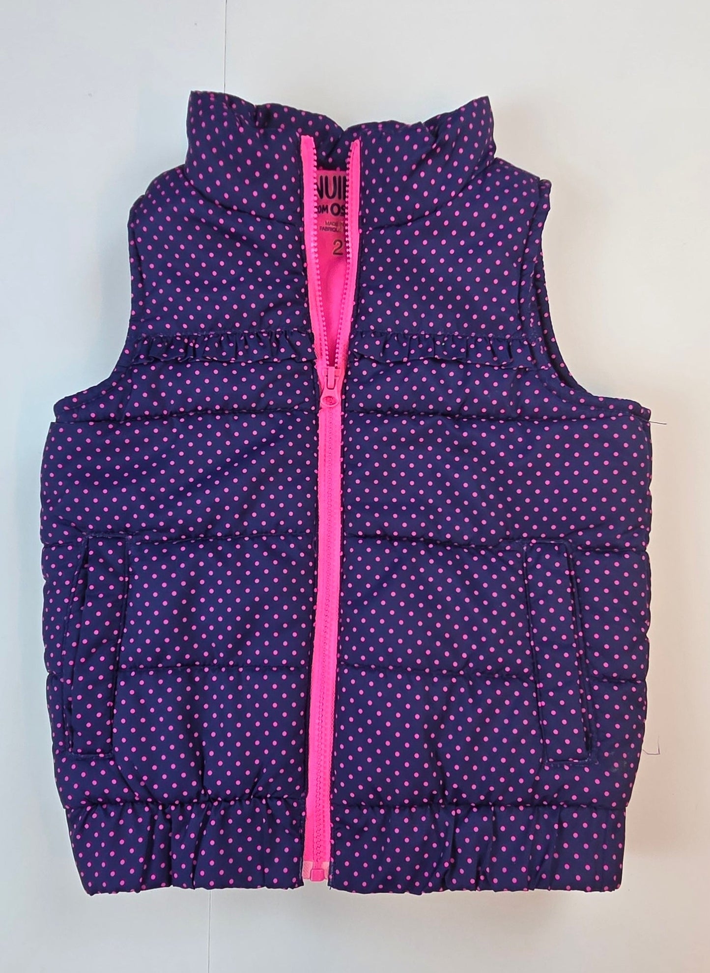 #112 - OshKosh Blue/Pink Puffy Vest, Size 2t, EUC