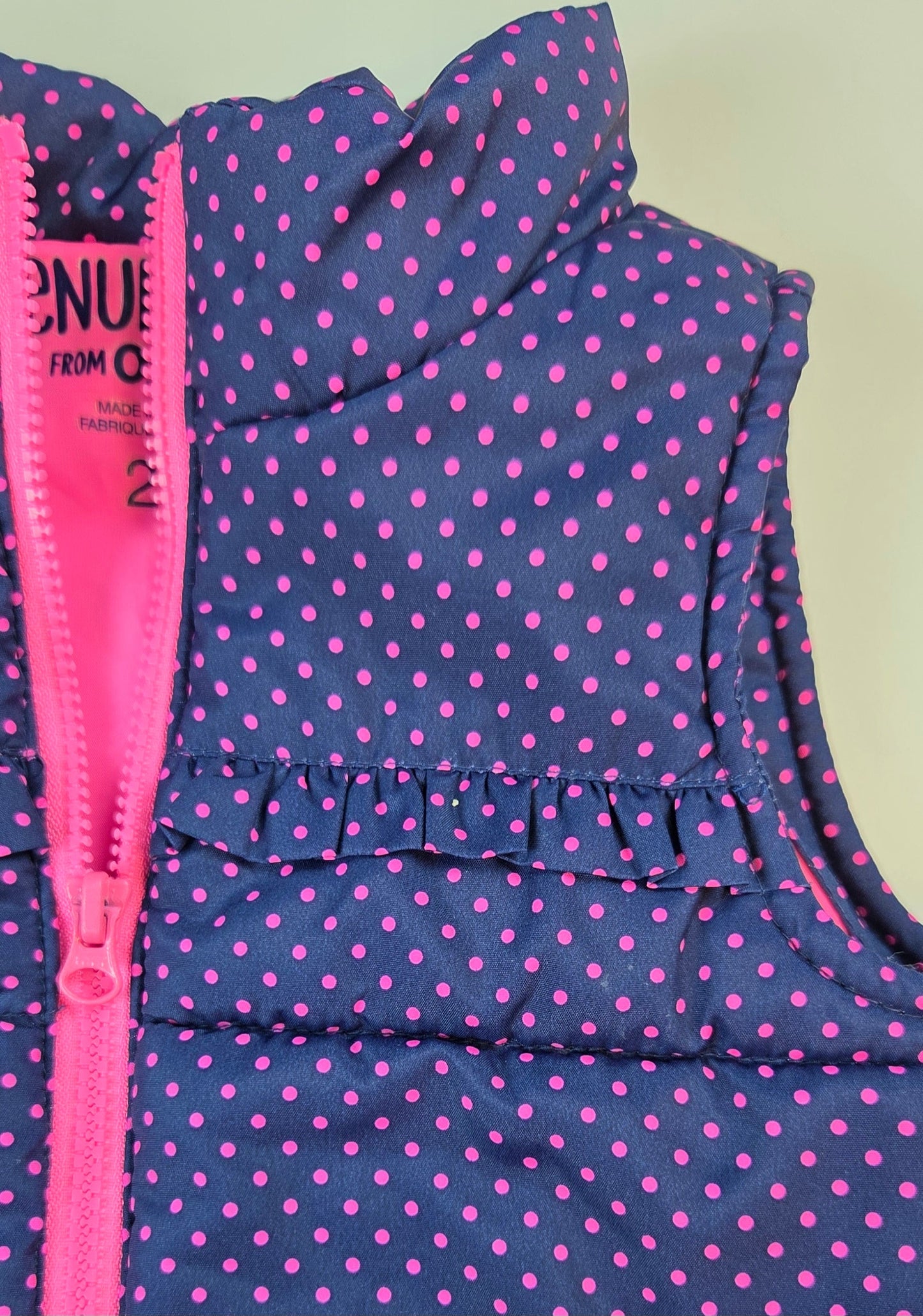 #112 - OshKosh Blue/Pink Puffy Vest, Size 2t, EUC