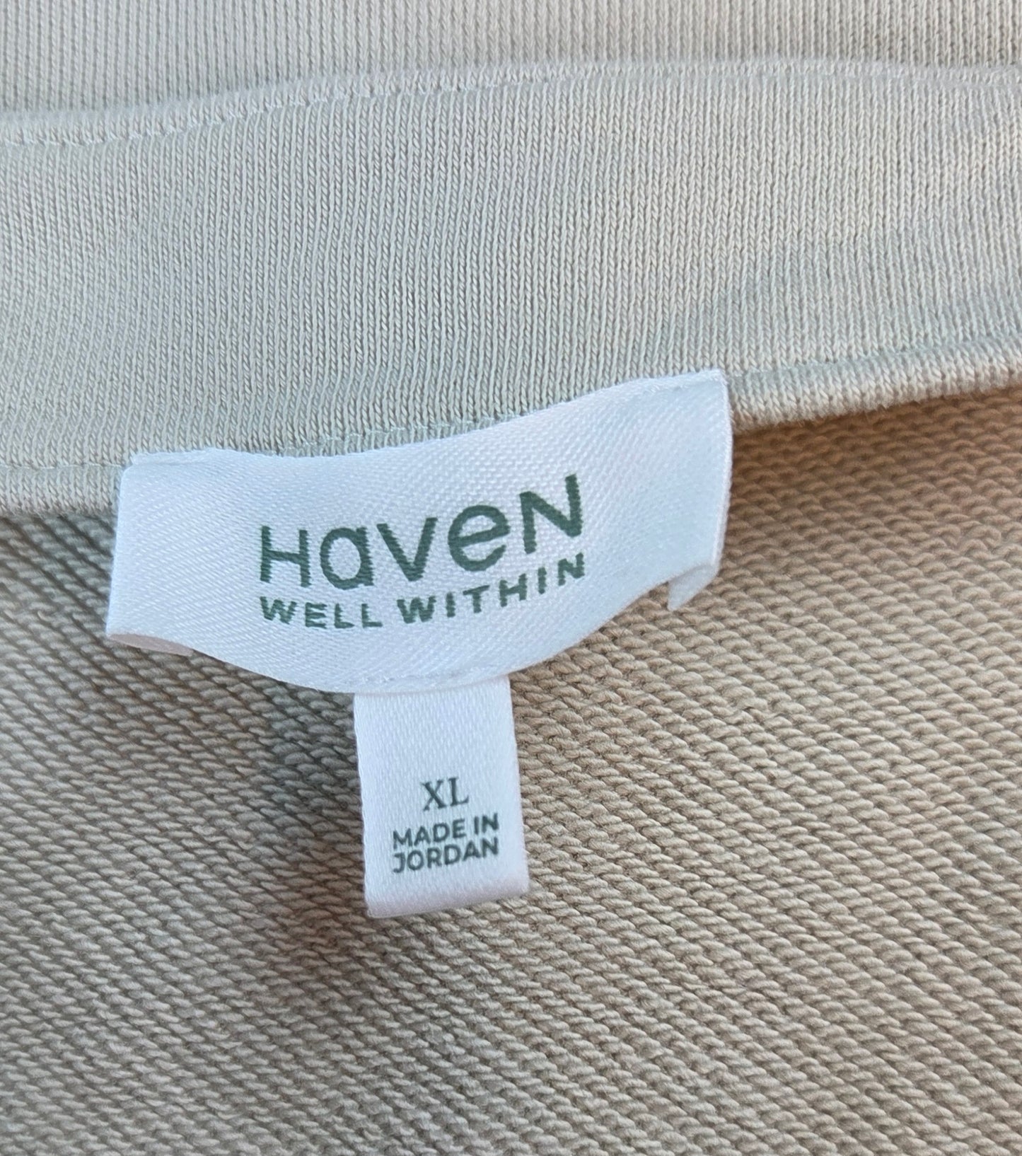 #112 - Haven Well Within Organic Cotton Beige French Terry Boxy Midi Dress, Size womens XL, EUC