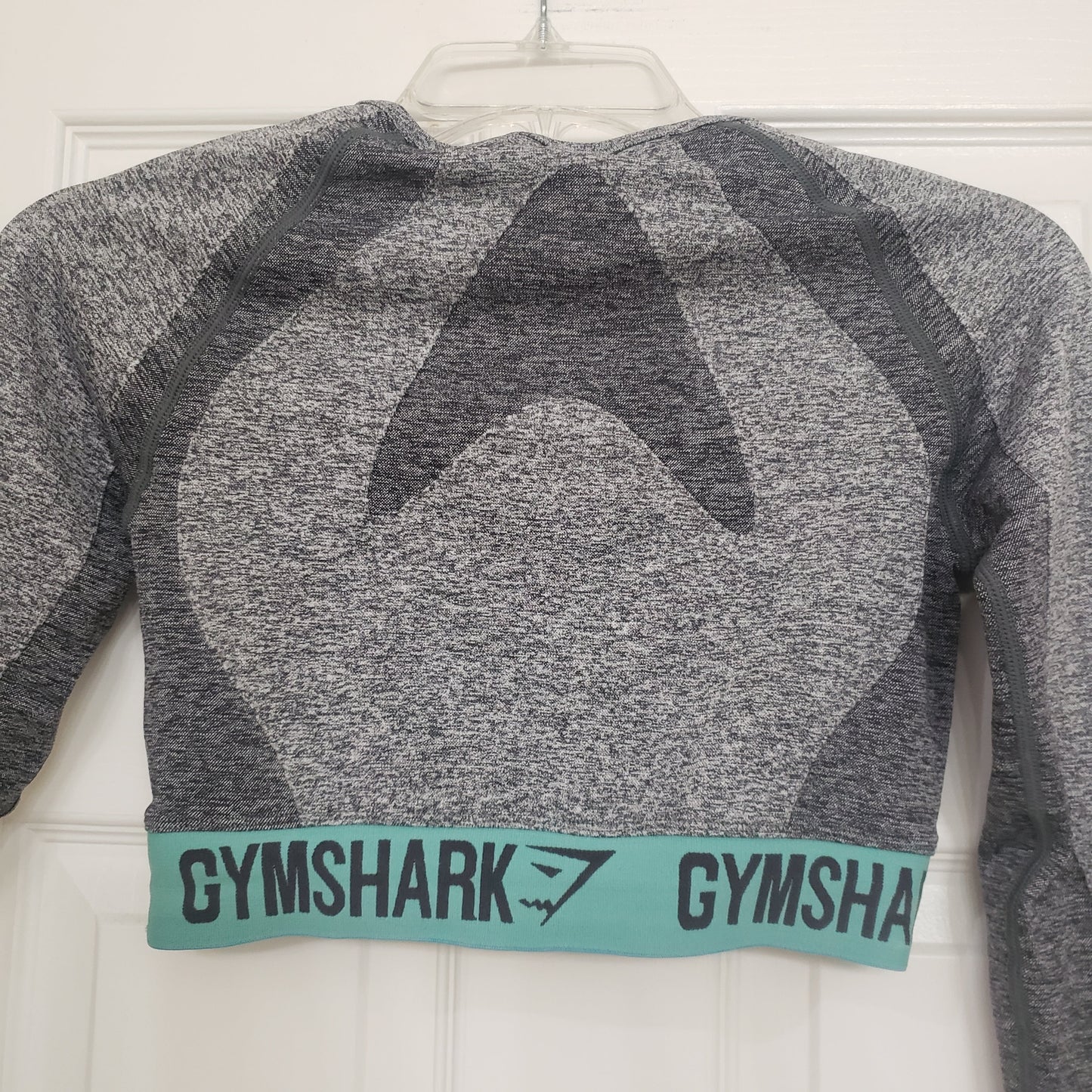 #142 GymShark Space Small Gray Teal Flex Long Sleeved Crop Top Women’s
