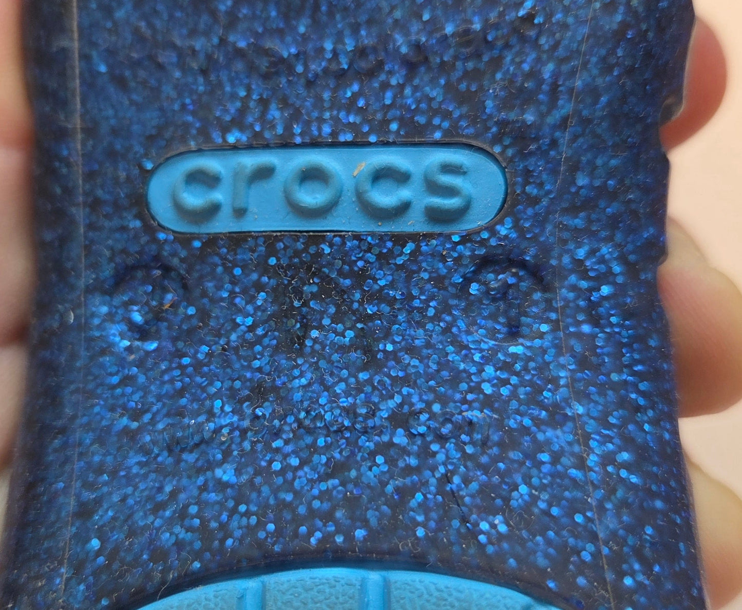 #152 - Crocs Sparkly Blue Ballet Flats, Girls Size 1, VGUC