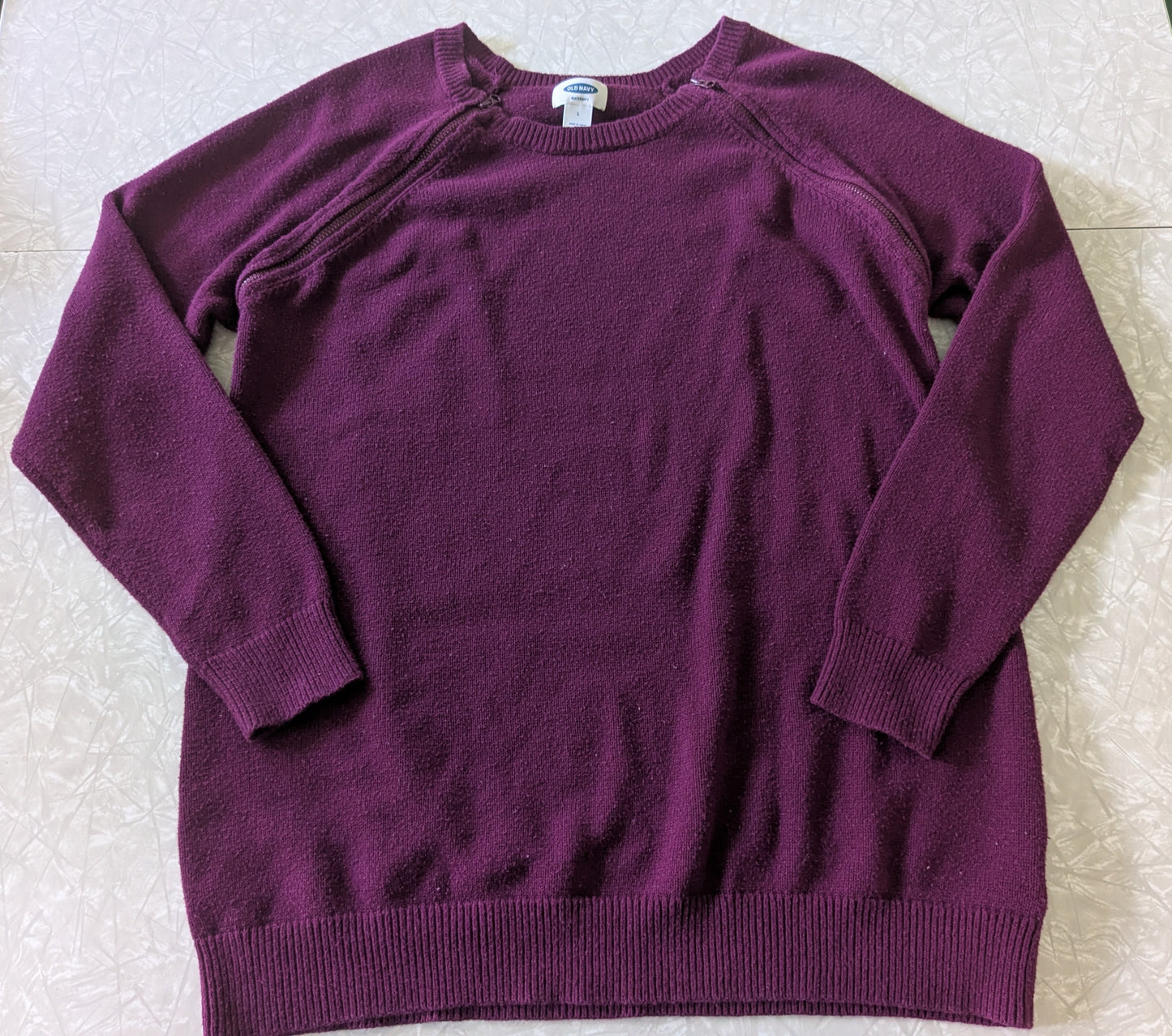 #61 Sz Large Old Navy Maternity/Nursing Sweater Plum/Red/Purple