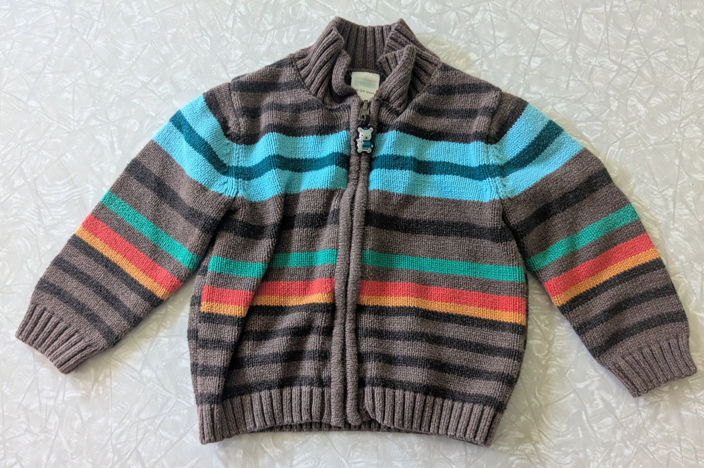 #61 Gymboree 18-24mo Zip Sweater Brown Stripe