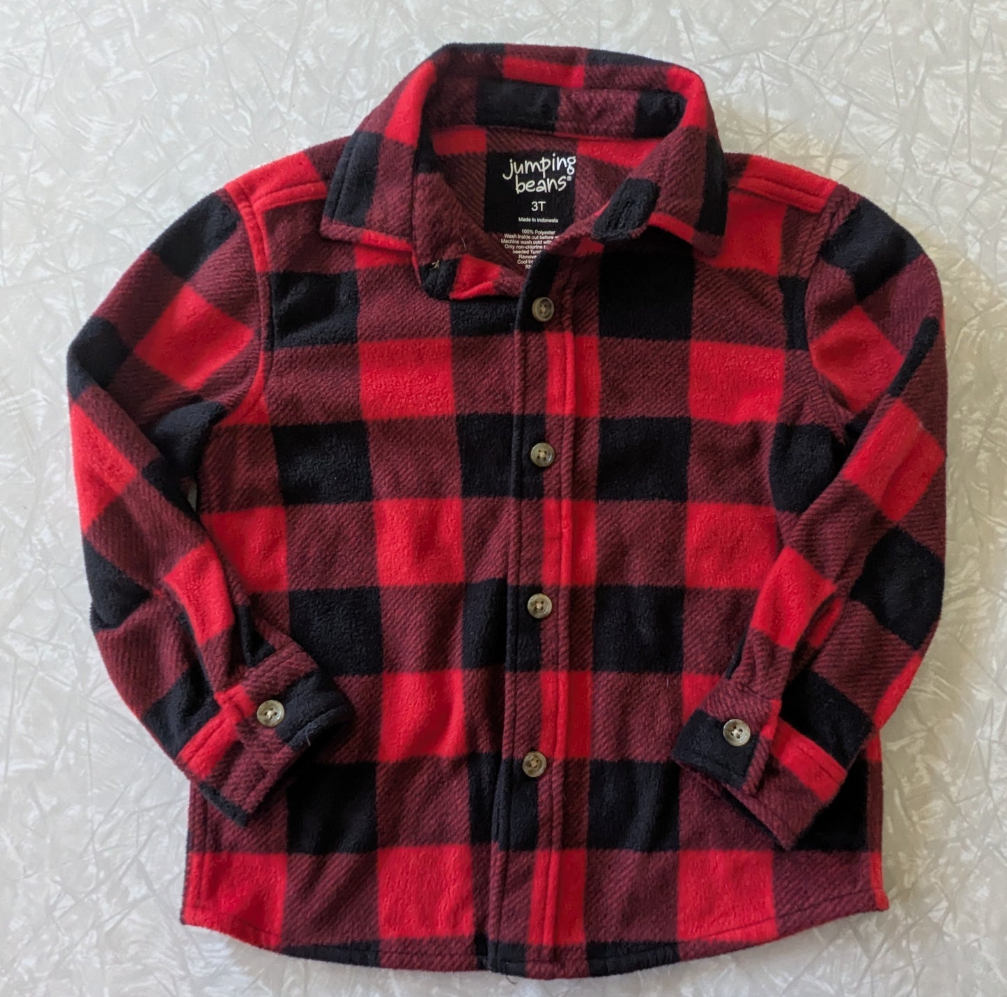#61 3T Red Black Plaid Flannel Button Shirt