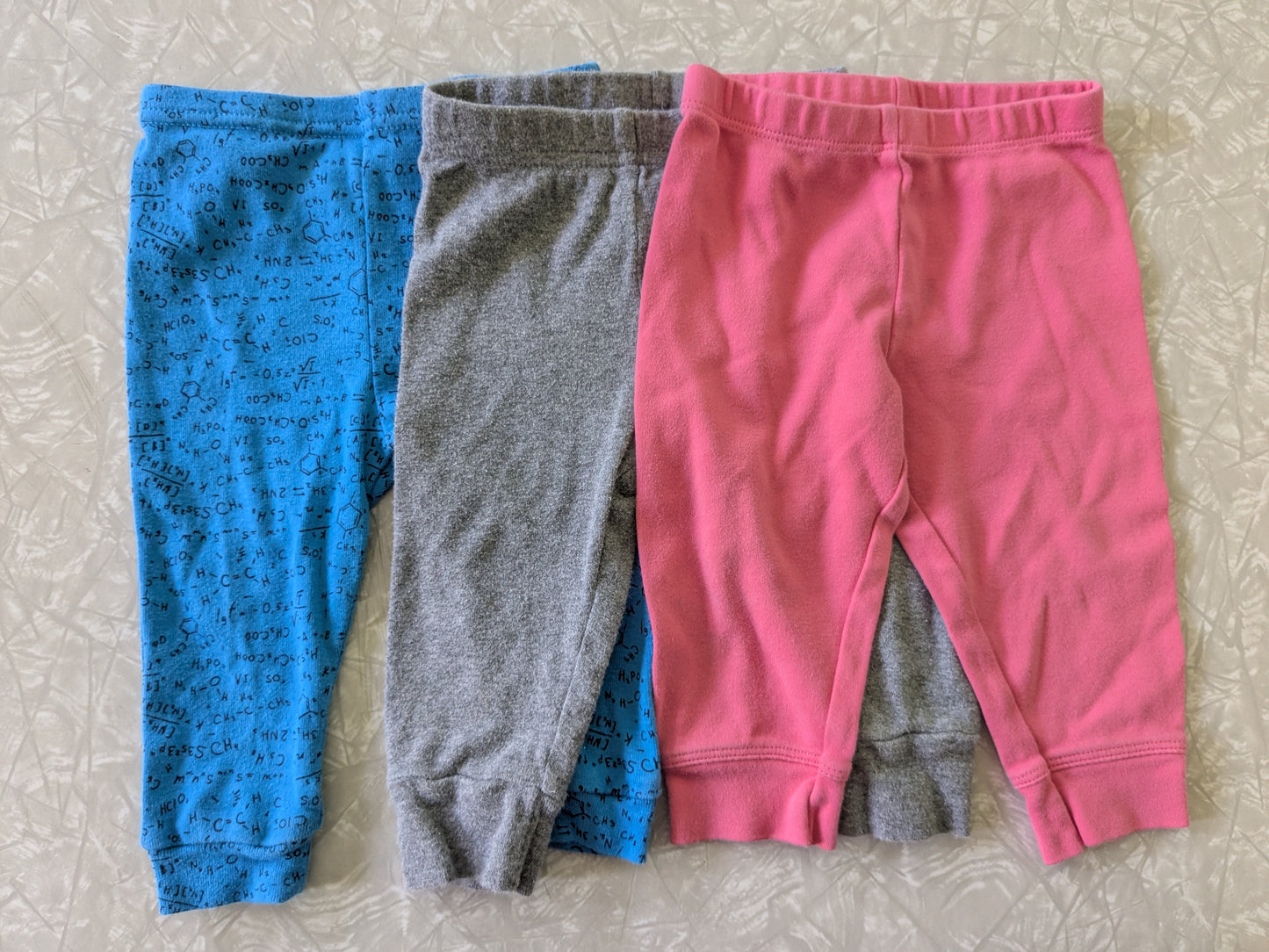 #61 6-9mo Joggers Pants Pink Blue Science Gray