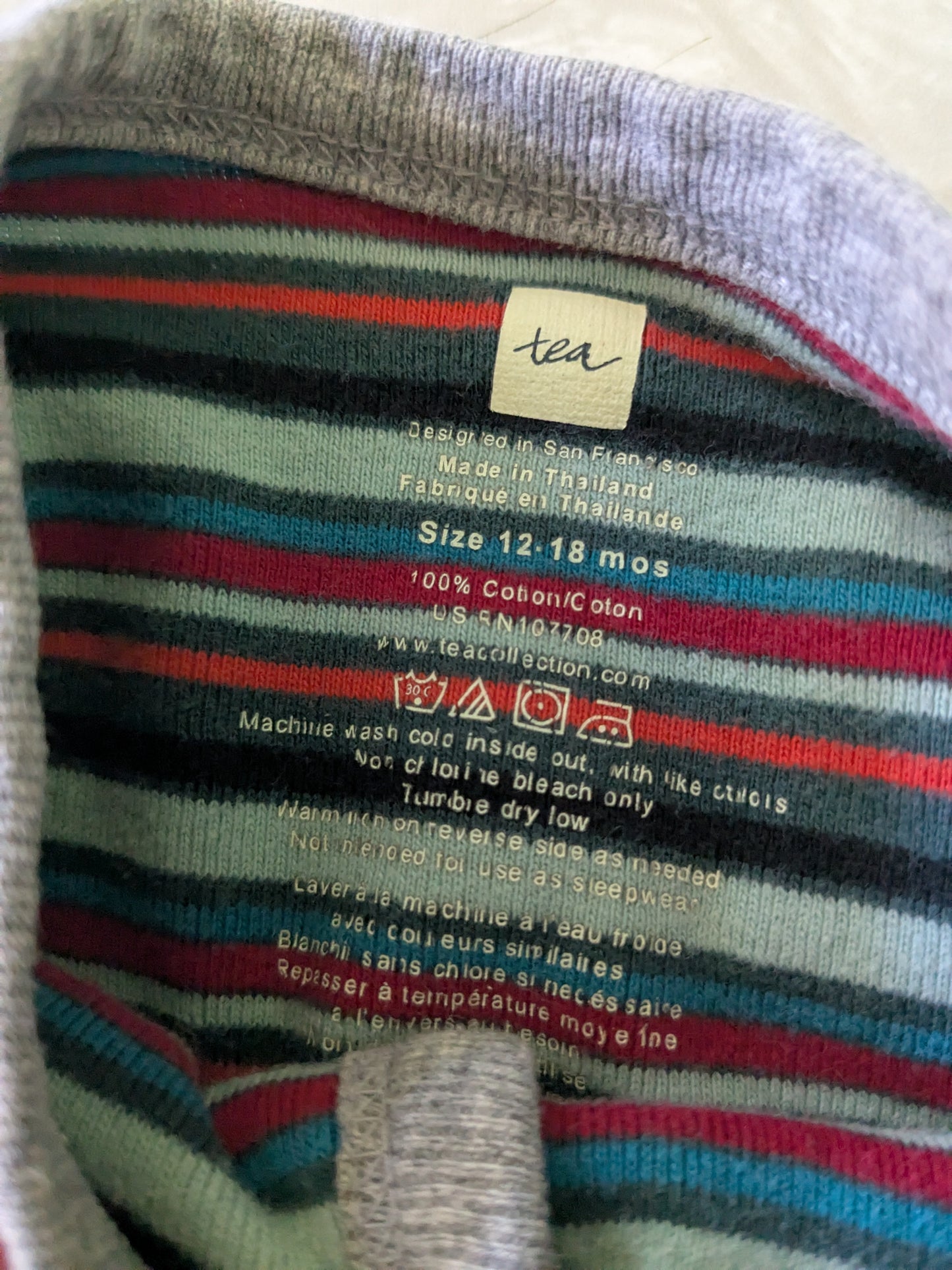 #61 Tea 18mo One Piece Romper Outfit Pajama Stripe
