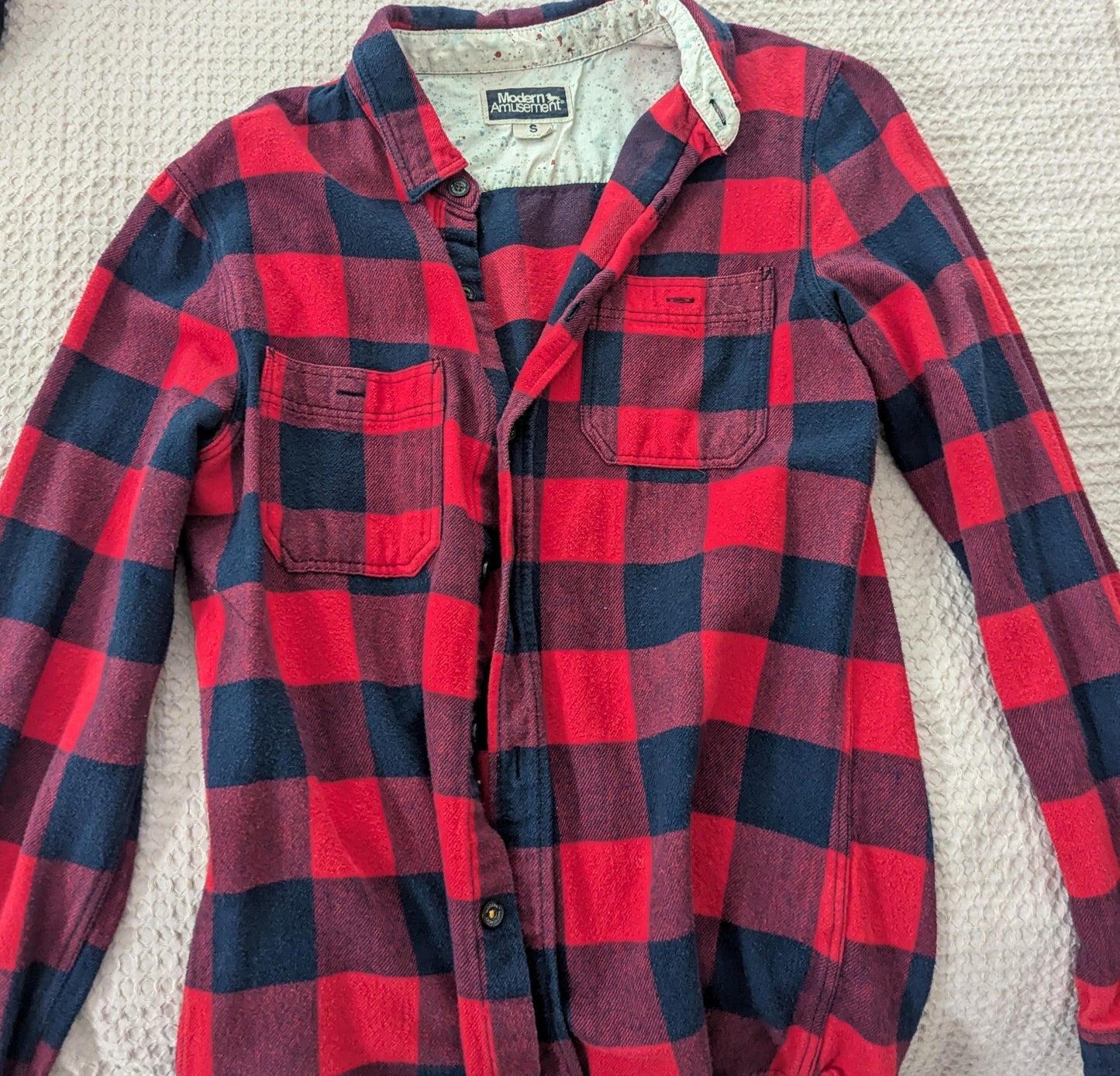 Seller #4 Modern Amusement red and navy flannel size Small REDUCED