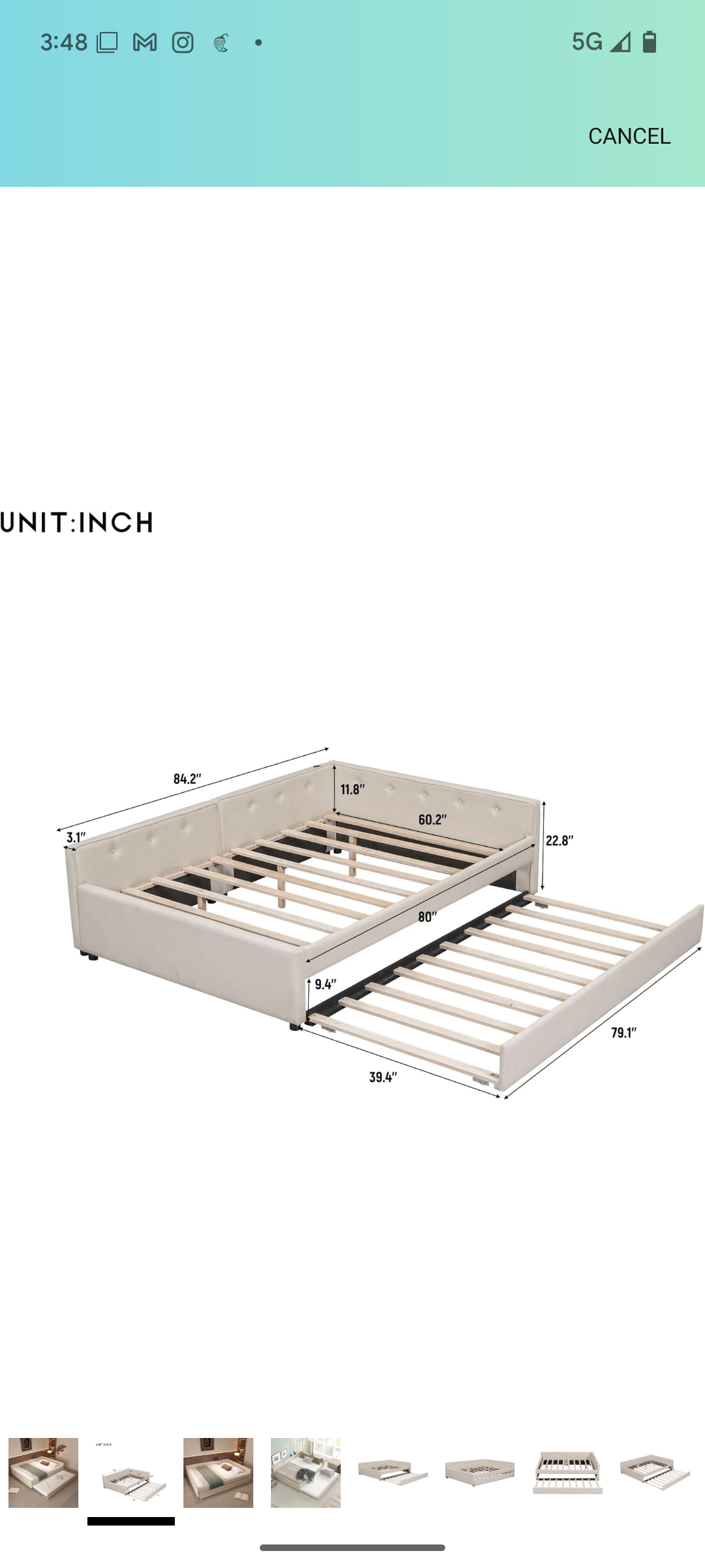 Seller #4 queen daybed with trundle in beige REDUCED