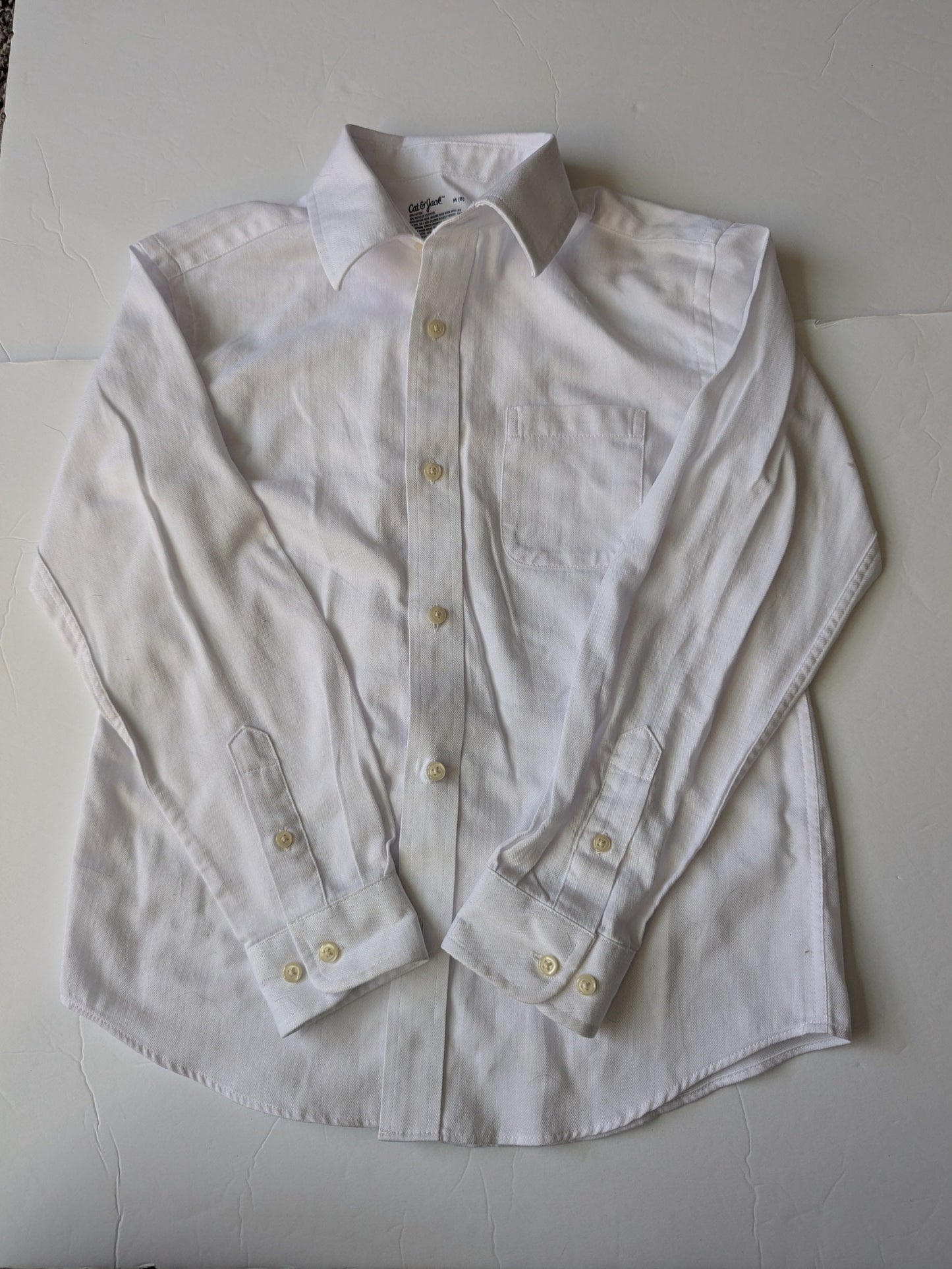 #17 Cat & Jack Boys White Dress Shirt, Size M (8), EUC