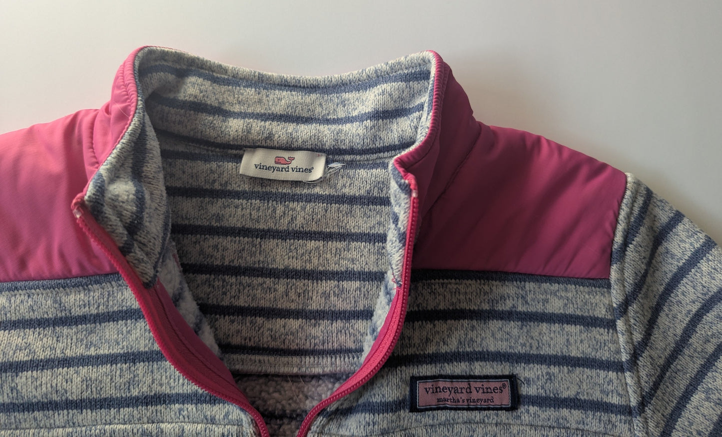 #17 Vineyard Vines 1/4 zip striped pullover, girls size 7