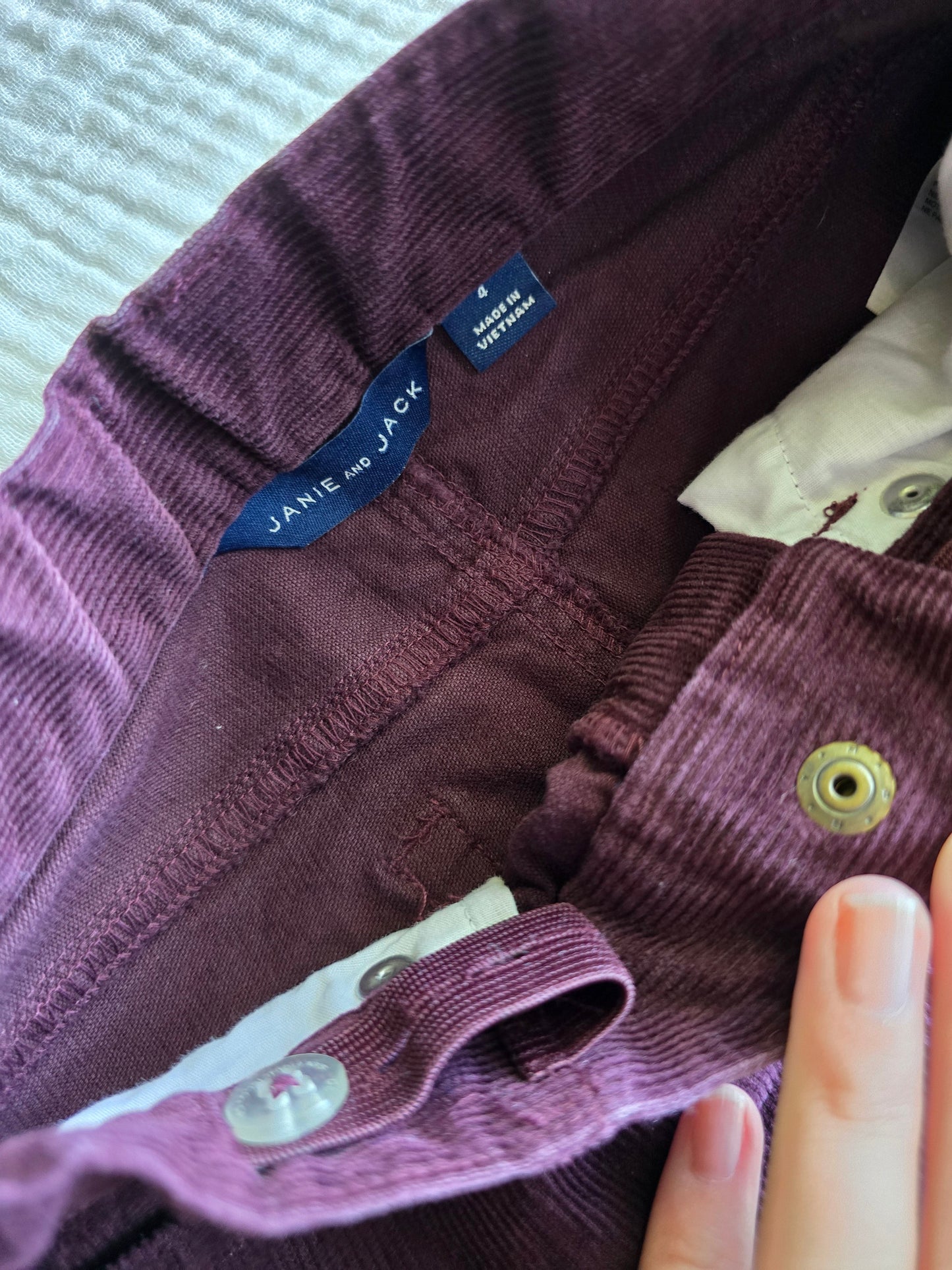 #131 REDUCED Janie & Jack Boys Maroon Corduroy Pants sz 4