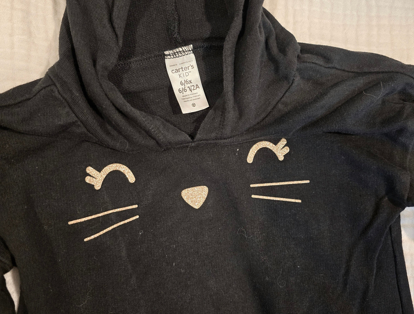 #131 REDUCED Black Cat sweatshirt tunic girls sz 6