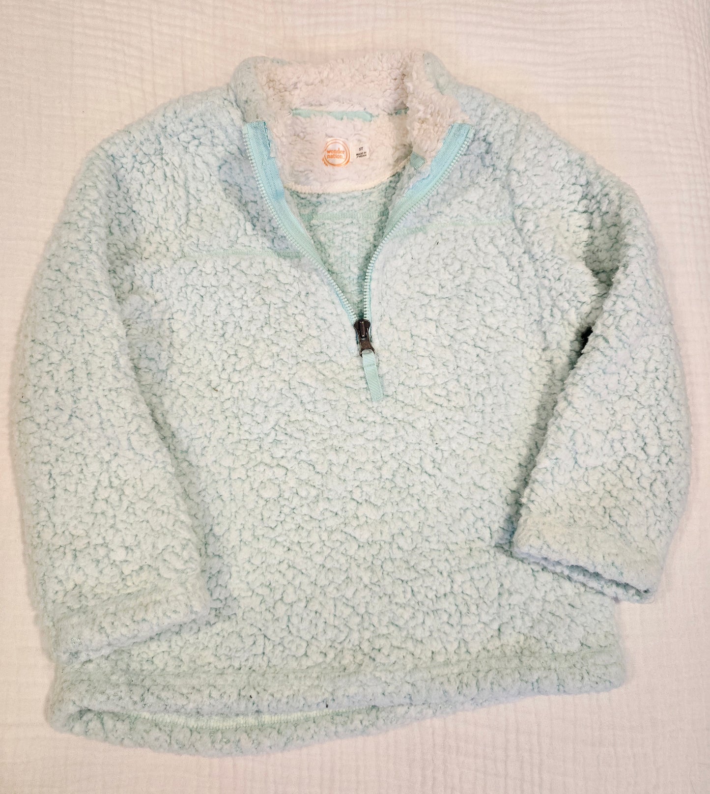#131 Wonder Nation Teal Fleece Girls 1/4 zip sz 5