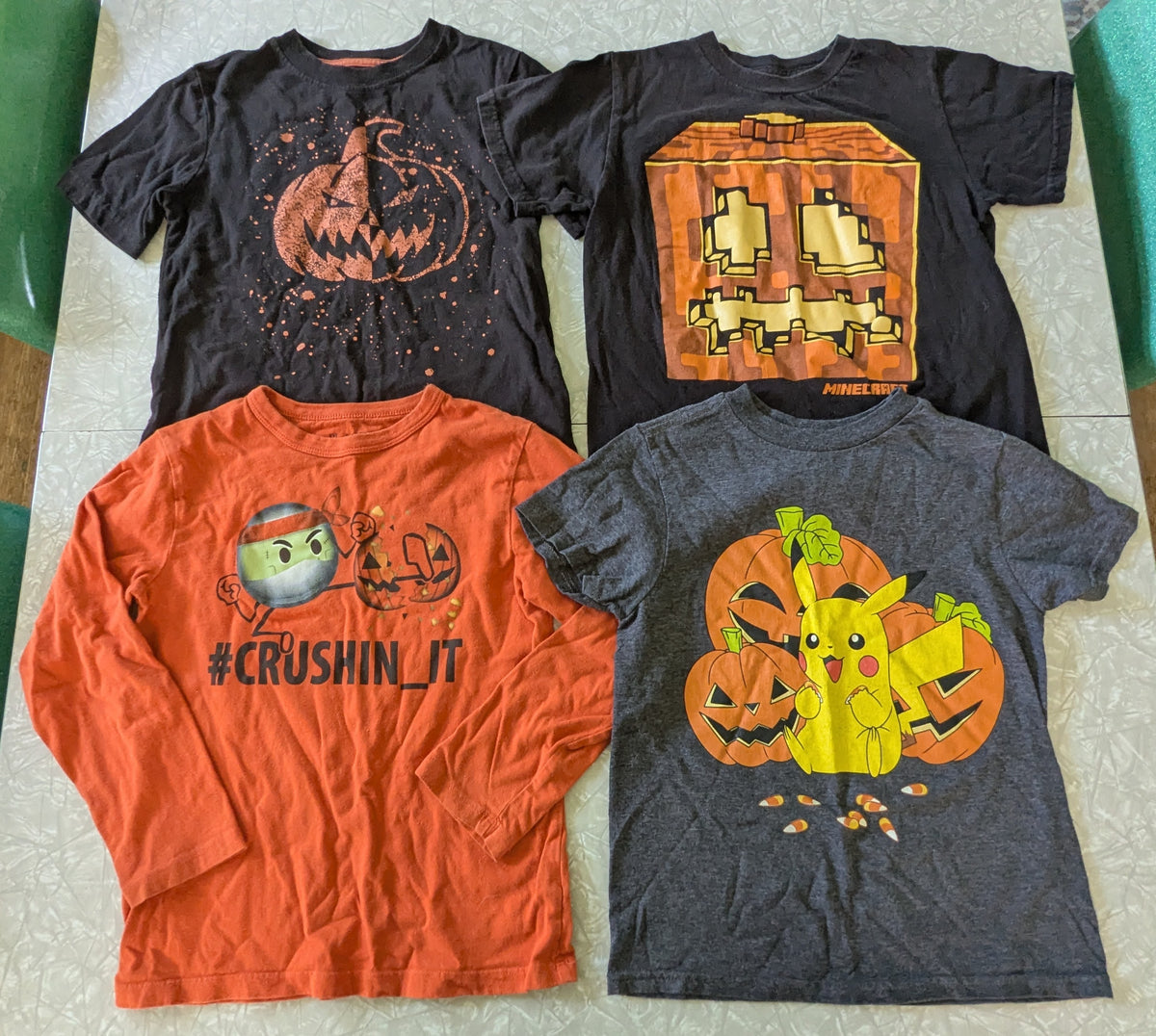 #61 Boys 6 Halloween T-Shirts - Pikachu, Minecraft