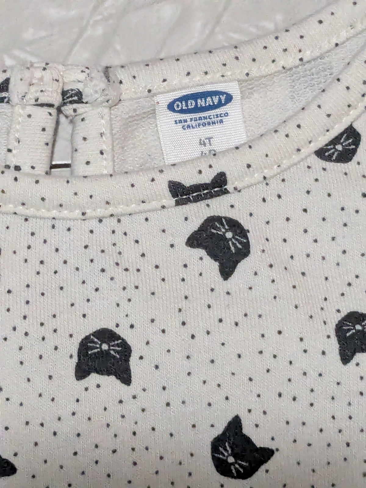 #61 Old Navy 4T White Black Dot Cat Dress Zip Pockets