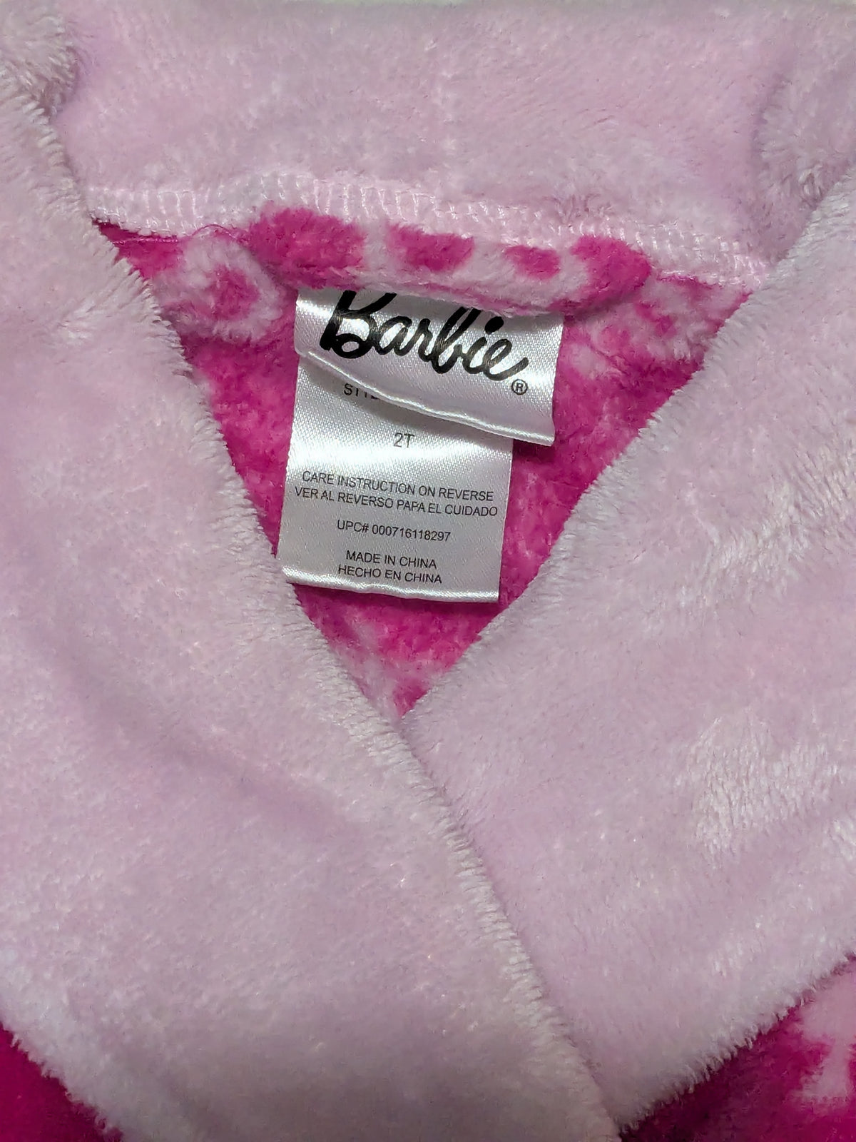 #61 2T Barbie Bath Robe - Thick, Warm Fleece