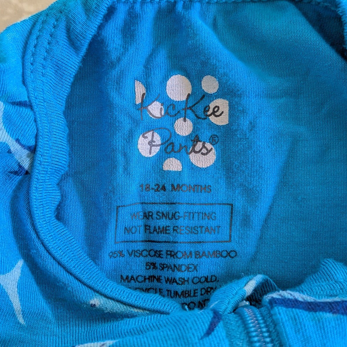 #61 Kickee Pants Bamboo 18-24mo Blue Swordfish Sleeper One Piece Pajama