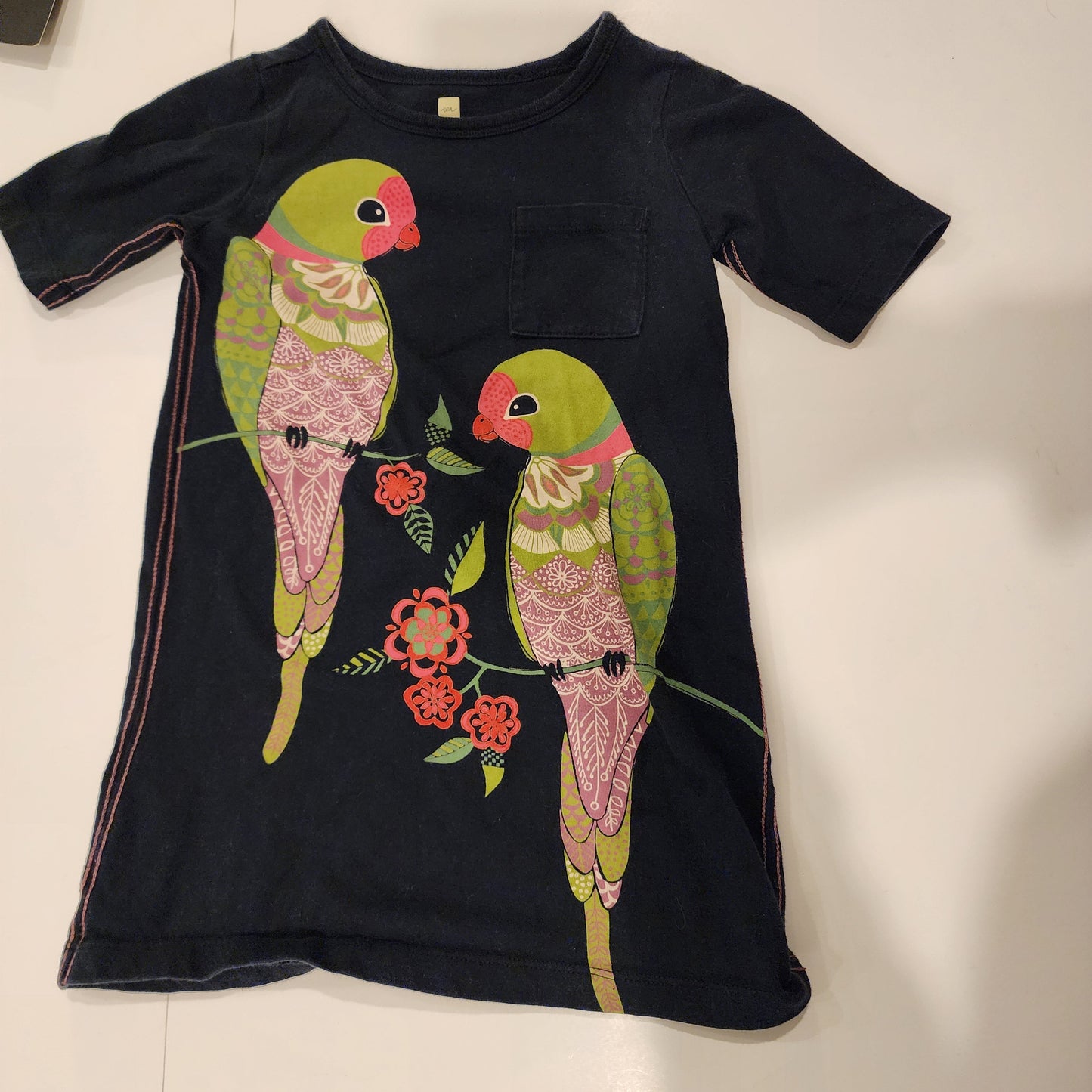 #135 Girls 4T Tea parrot dress