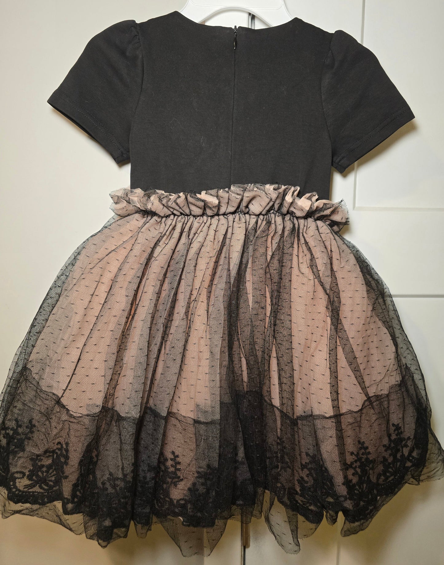 #131 REDUCED Richie House Girls Black and Blush Tulle Dress sz 5 / 6