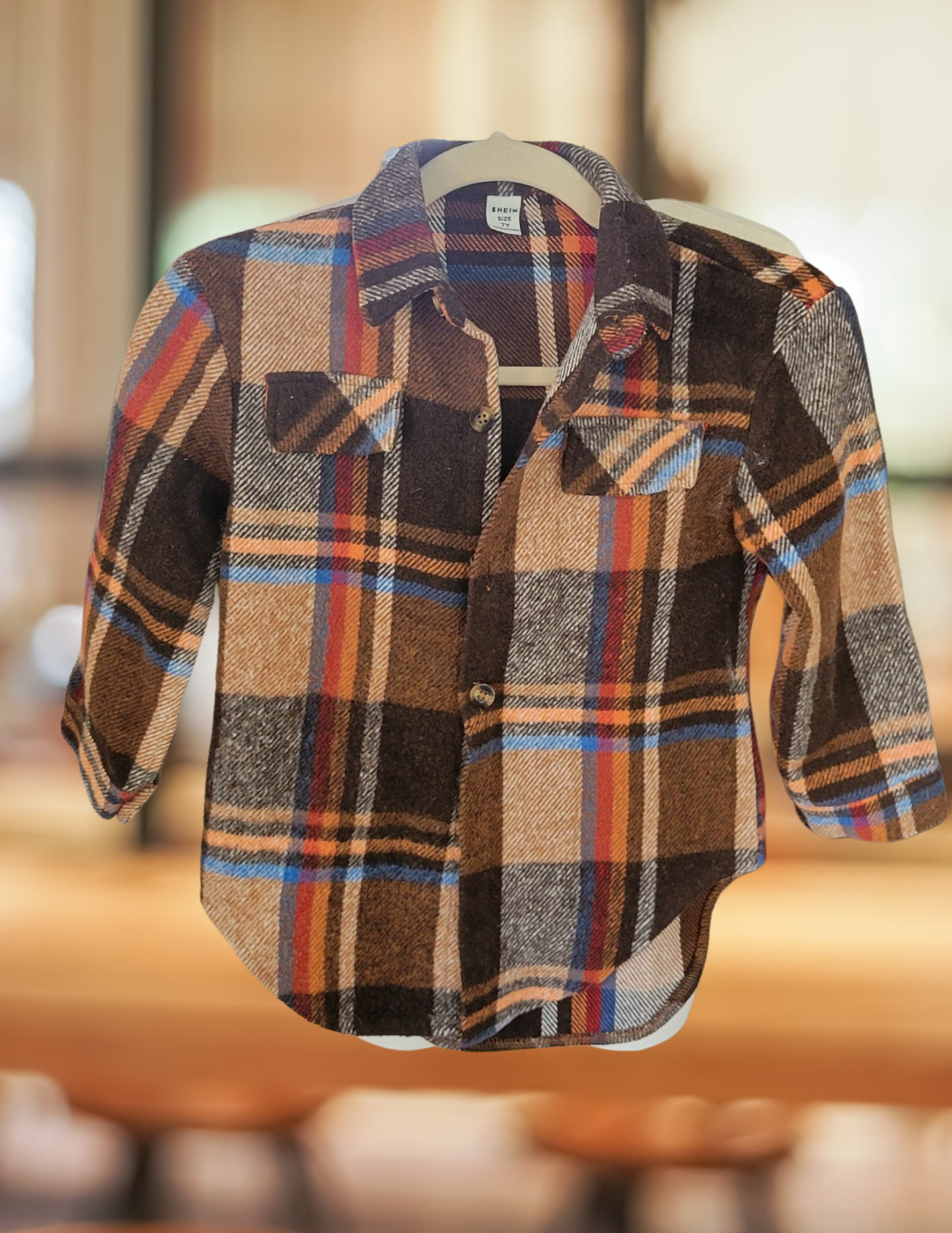 #59 Flannel Button Up Shacket Girls Size 7