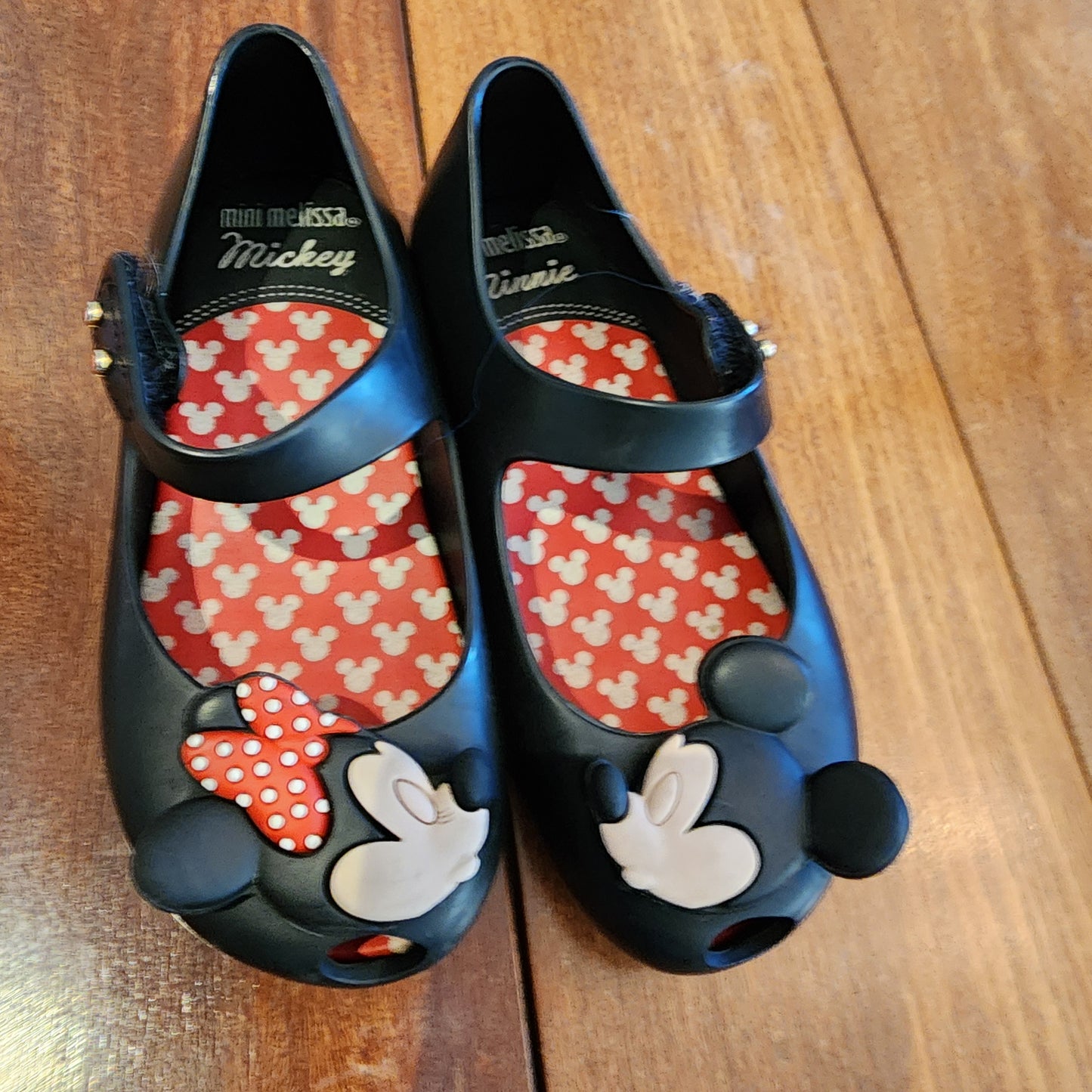 #135 girls Size 10 Mini Melissa Mary Janes - Mickey and Minnie Mouse