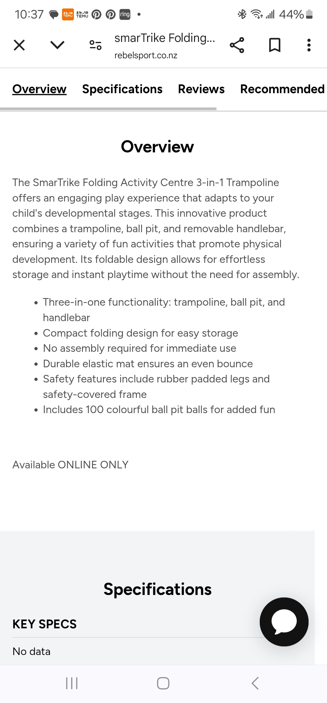 #135 Smartrike 3 in 1 trampoline and ballpit EUC