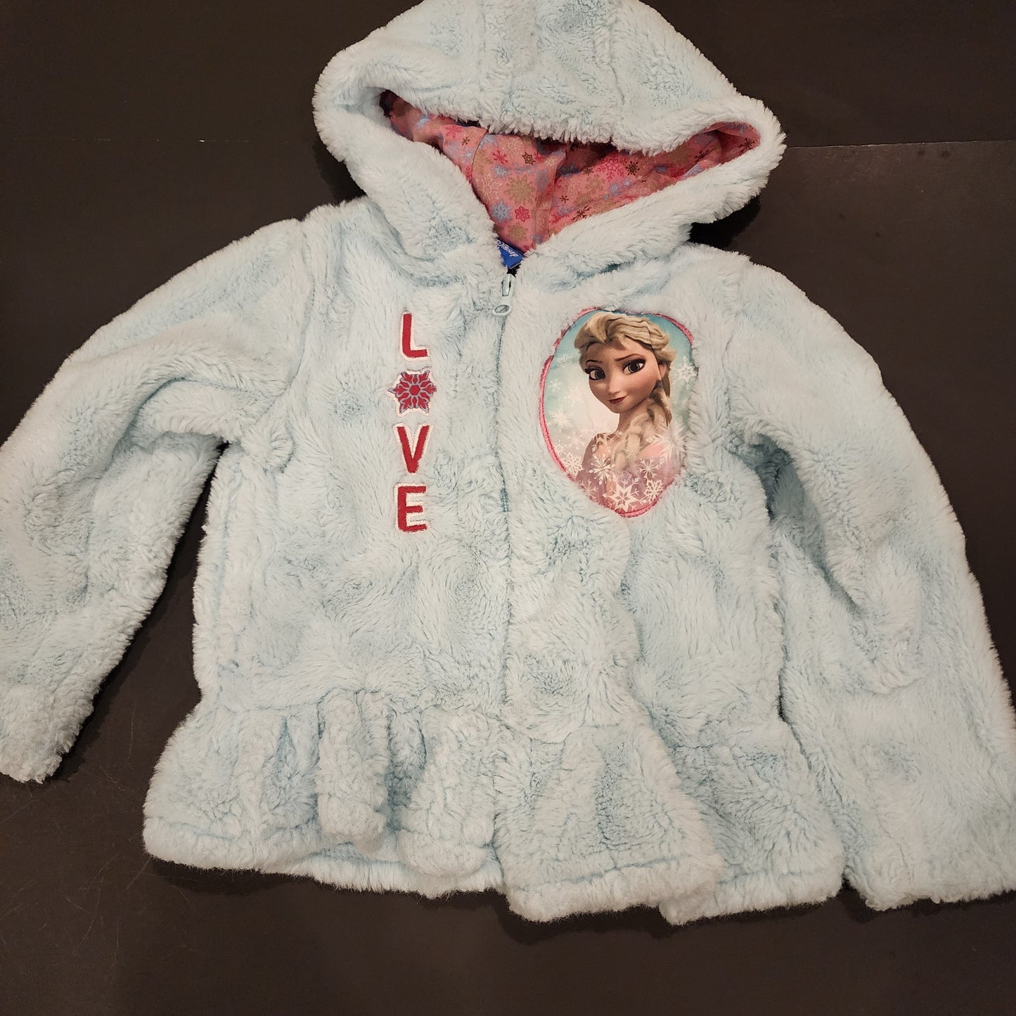 #135 girls size 3T Disney Frozen Furry Jacket with Hood