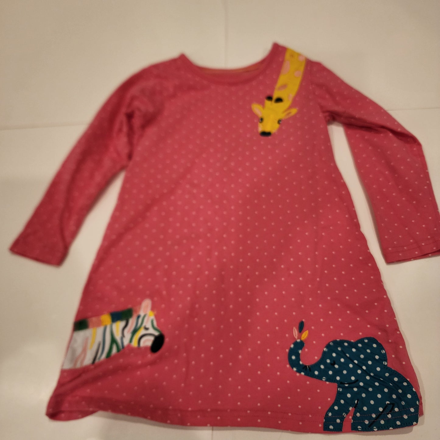 #135 girls size 6 fauxden animal dress