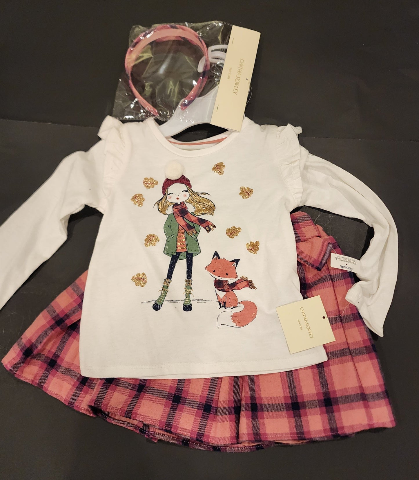 #135 Girls size 5/6 Cynthia Rowley skirt outfit with matching headband NWT