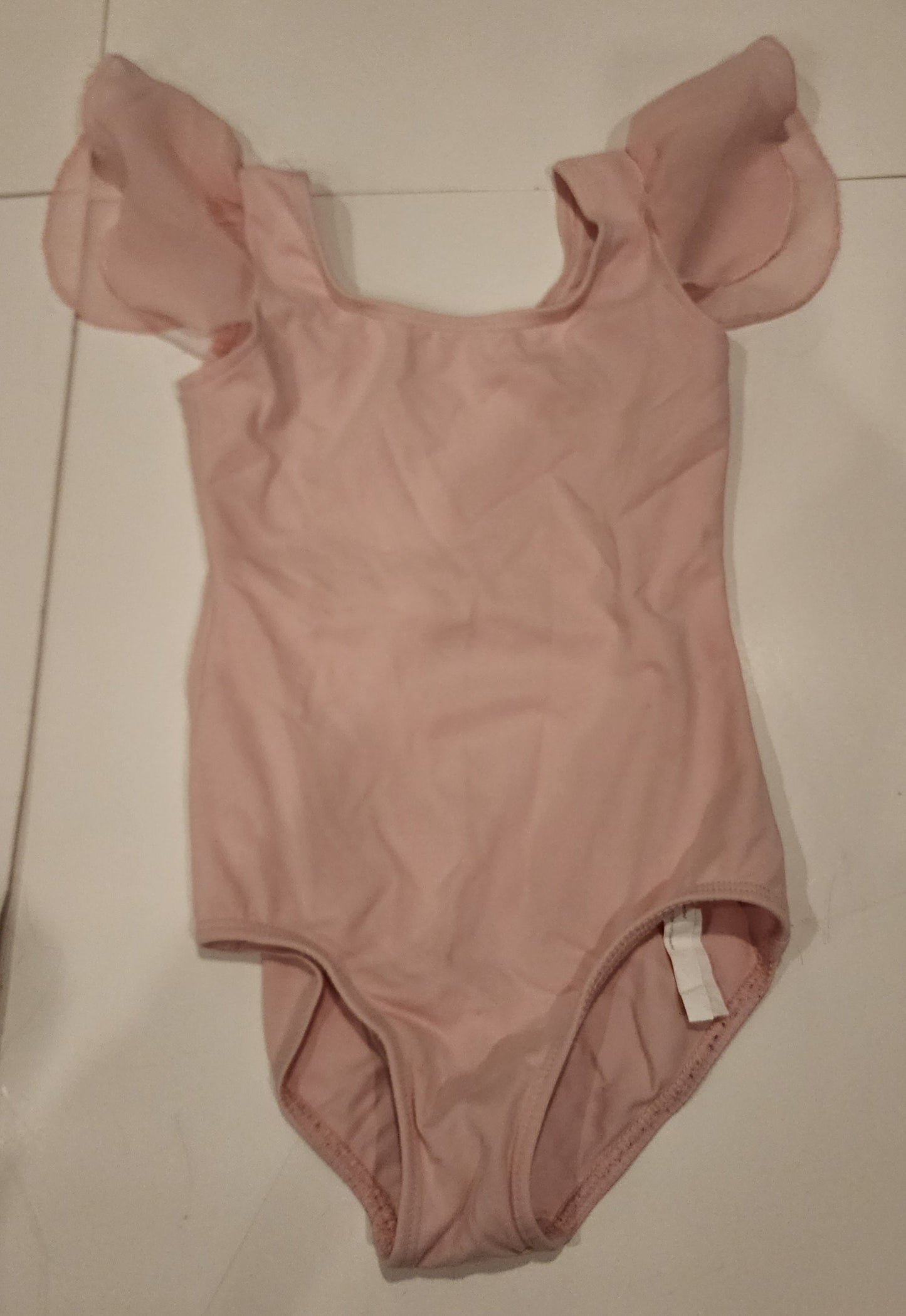 #135 girls size 90 (3) pink ballet leotard with sheer cap sleeve