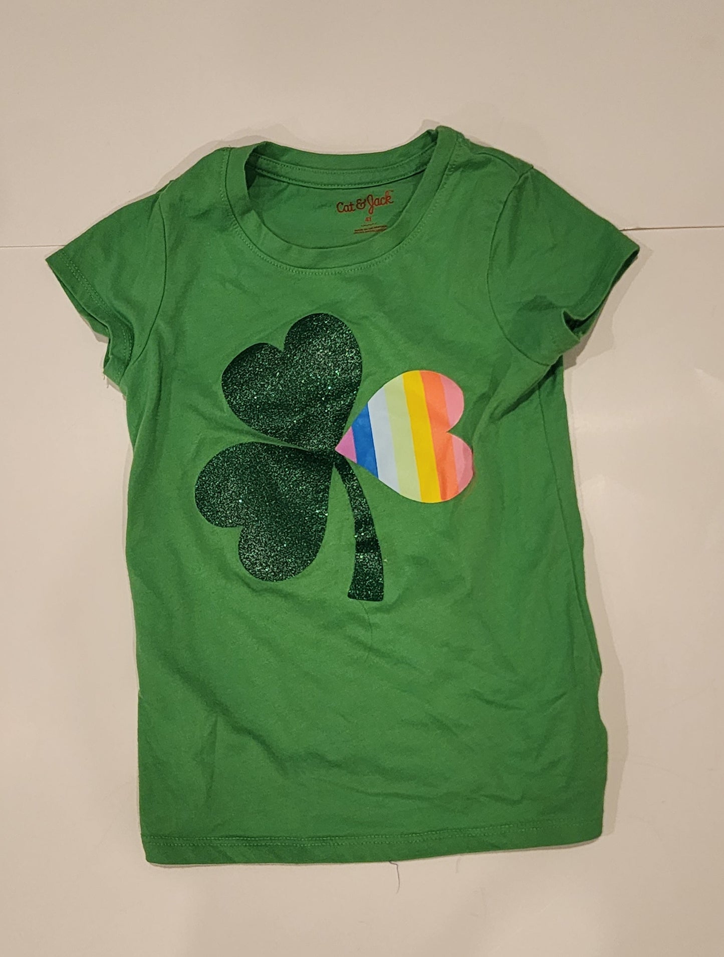 #135 Girls size 4T Cat & Jack shamrock tee shirt