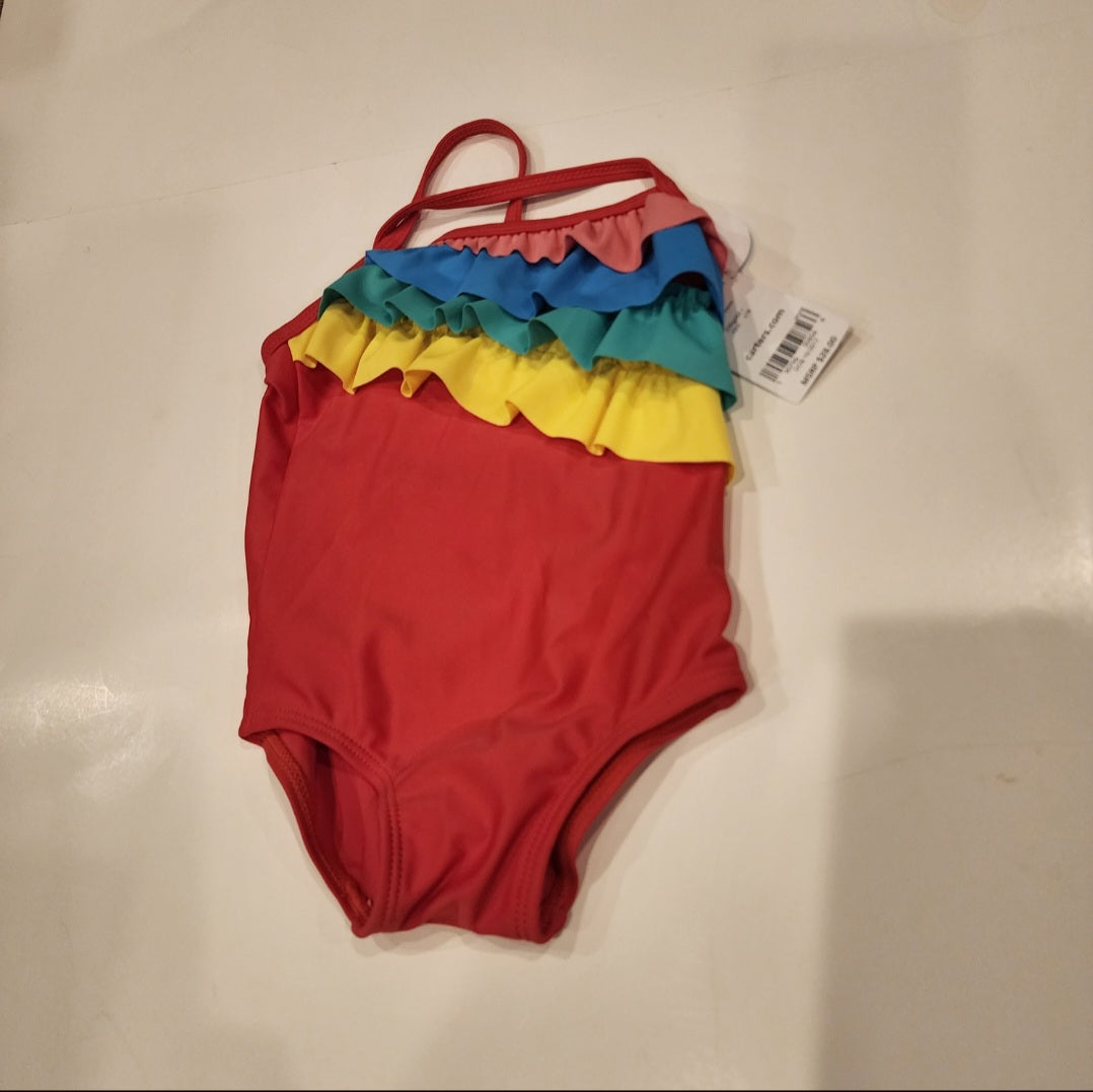 #135 girls Size 12 mos Carters ruffle rainbow swimsuit NWT