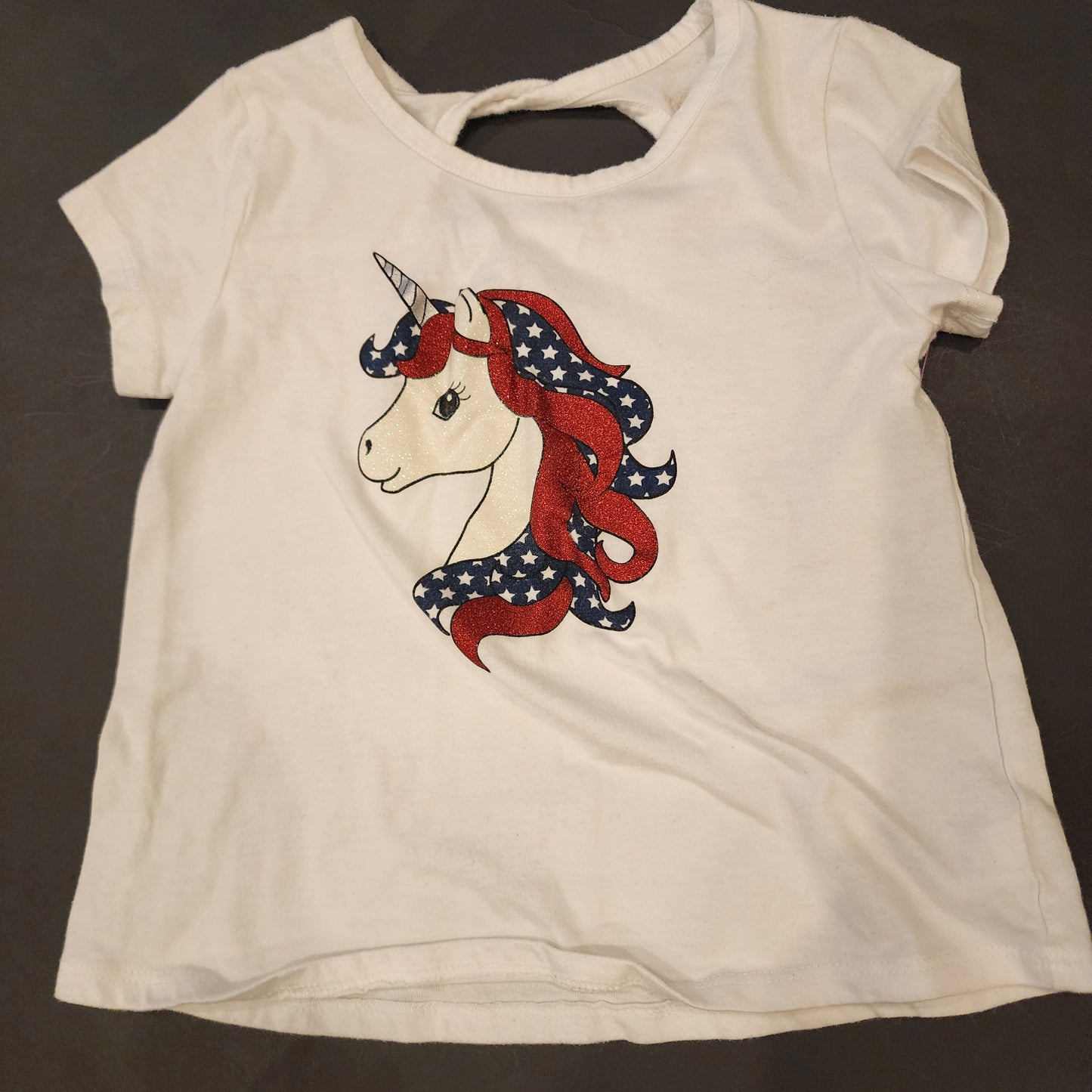 #135 girls size 6 Btween patriotic unicorn shirt