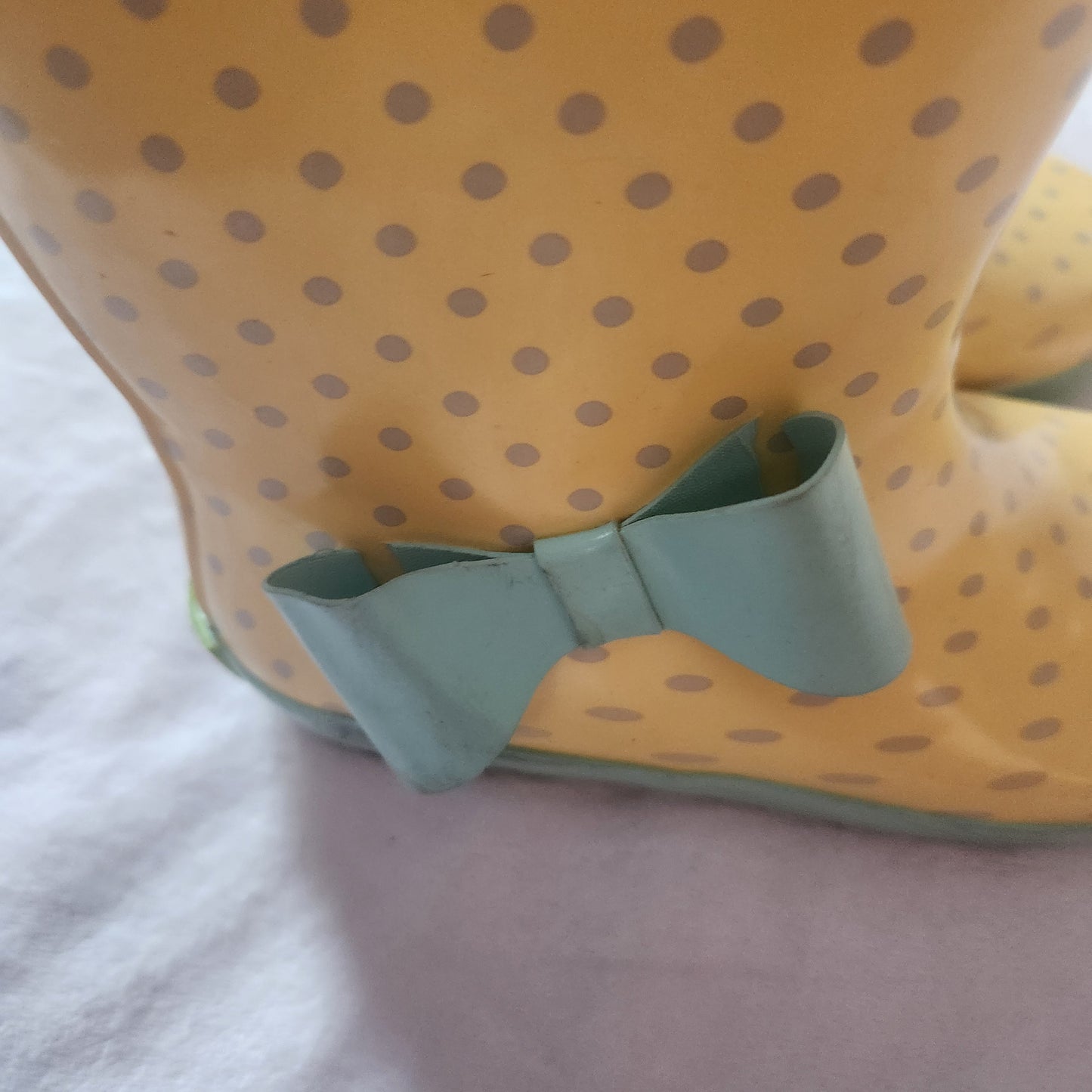 #142 Western Chief Size 11/12 Yellow Polka Dot Rain Boots Shoes with Bow