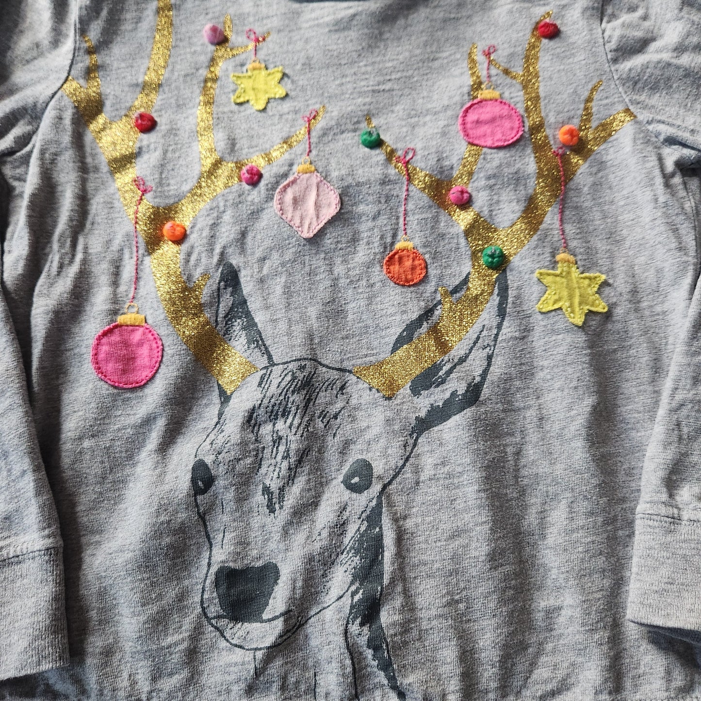 REDUCED #142 Mini Boden 4/5 Reindeer Christmas Long Sleeve Shirt