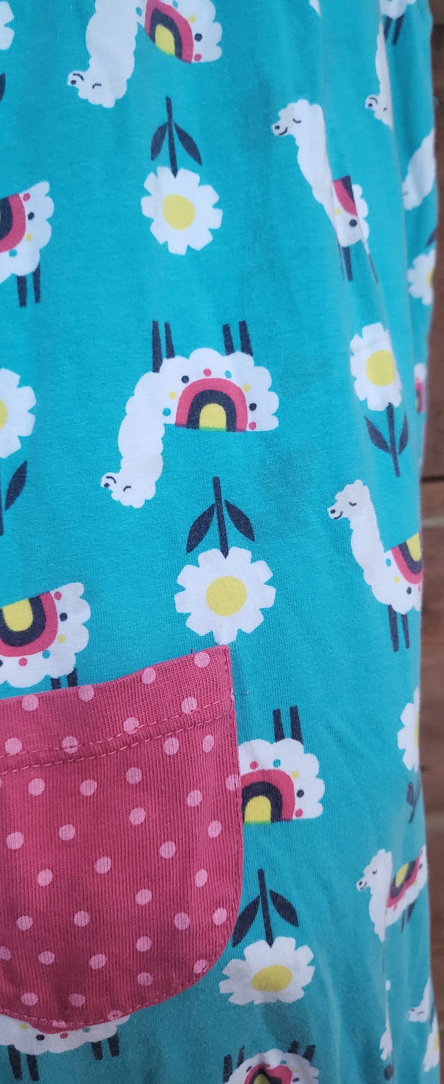 REDUCED: #9--- Girls 18-24 months. Frugi UK Llama dungarees
