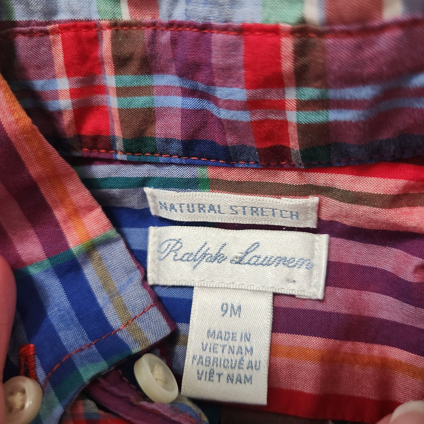 #142 Ralph Lauren Polo Baby Boy 9 Month Multicolor Plaid Dress Shirt