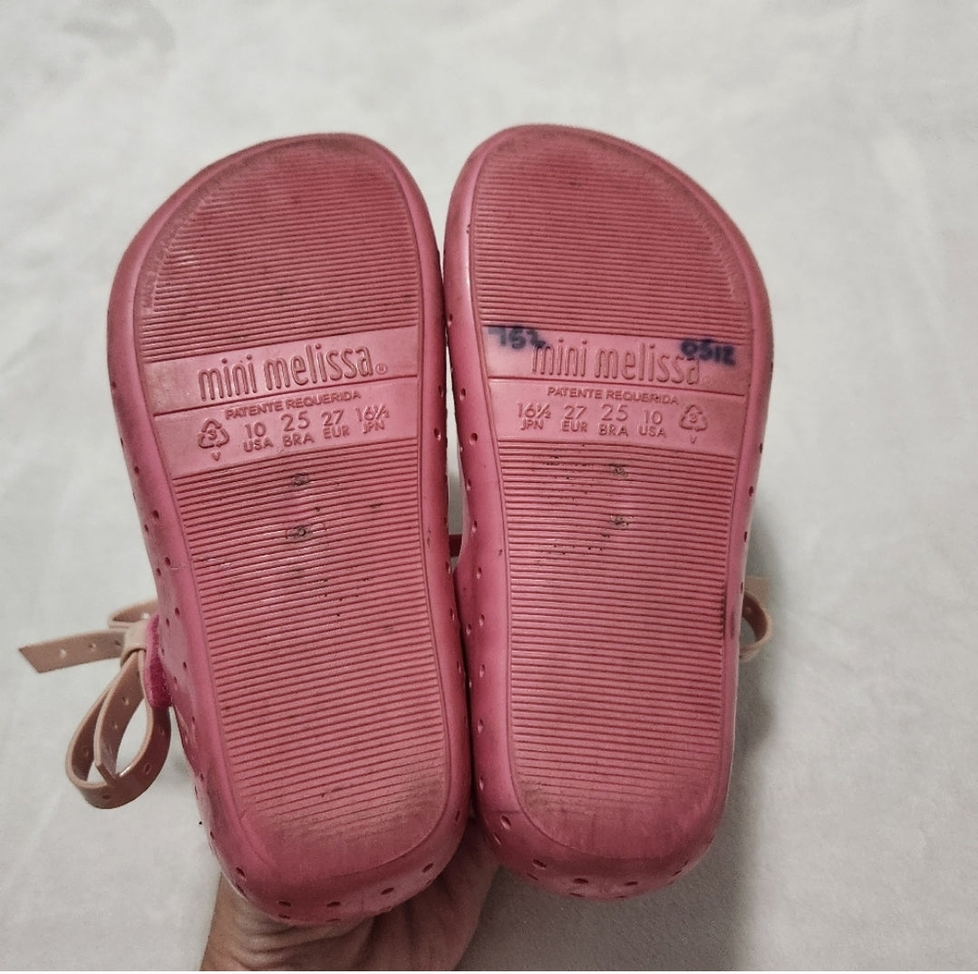 #104 Mini Melissa Size 10 Furadinha Bow Mary Jane Shoes