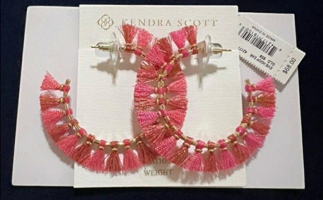 #142 NWT Kendra Scott Evie Thread Tassel Hoop Earrings