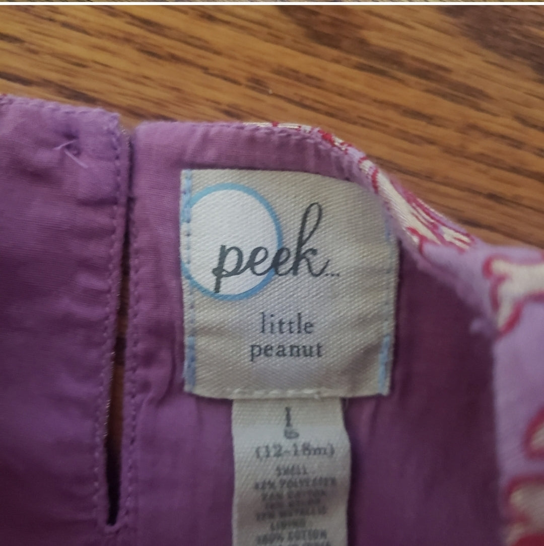 #142 Peek 12-18 Mths Ruffle Shoulder Brocade Dress