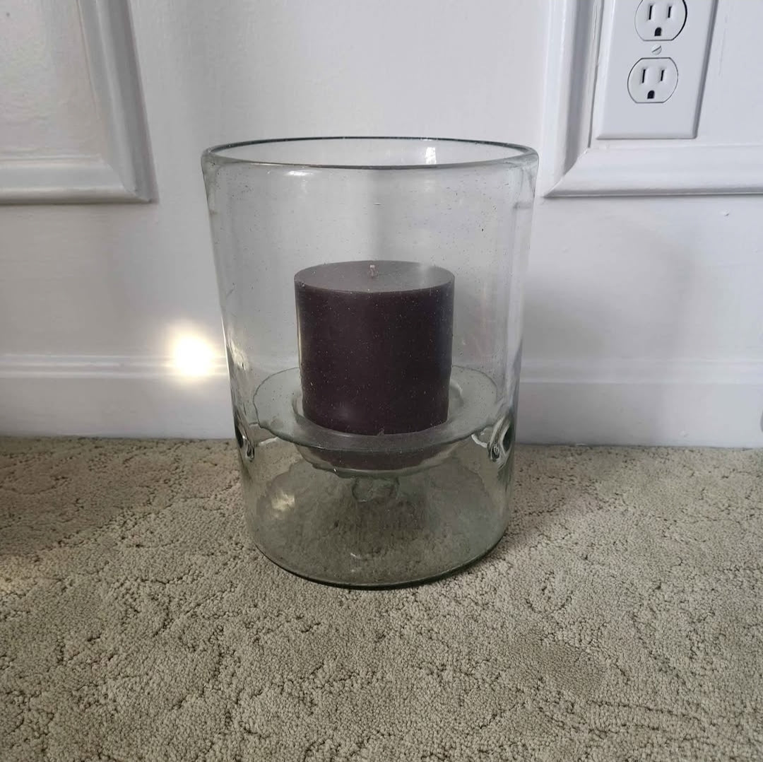 #142 Large Pottery Barn Hurricane Candle centerpiece