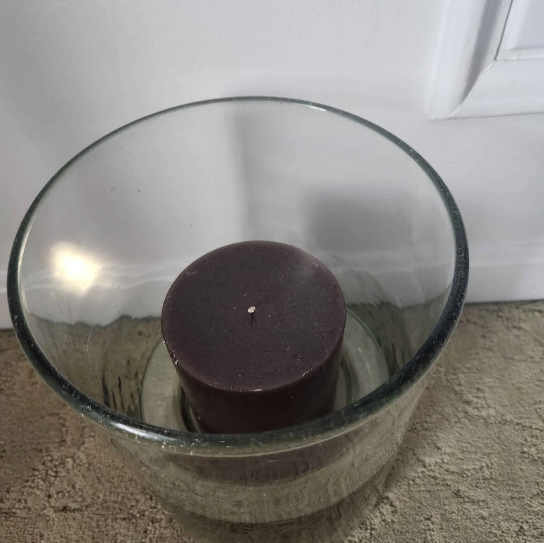 #142 Large Pottery Barn Hurricane Candle centerpiece