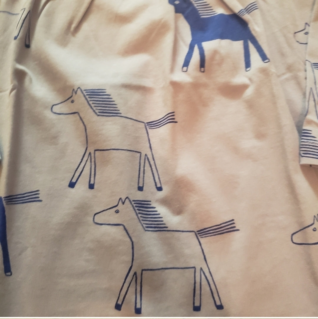#142 NWT Tea Collection 18-24 Mth Horse Printed Wrap Neck Baby Dress