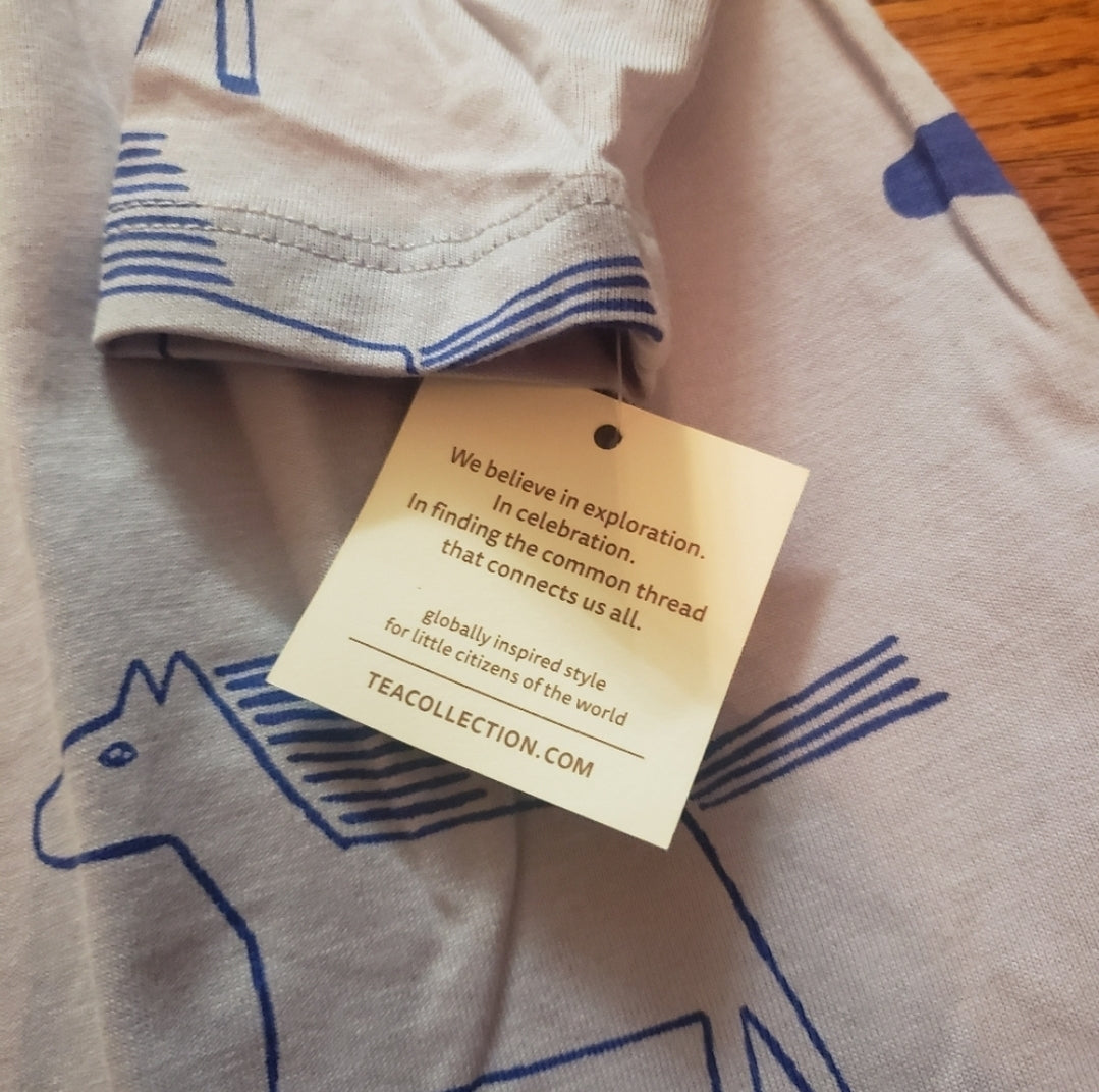 #142 NWT Tea Collection 18-24 Mth Horse Printed Wrap Neck Baby Dress