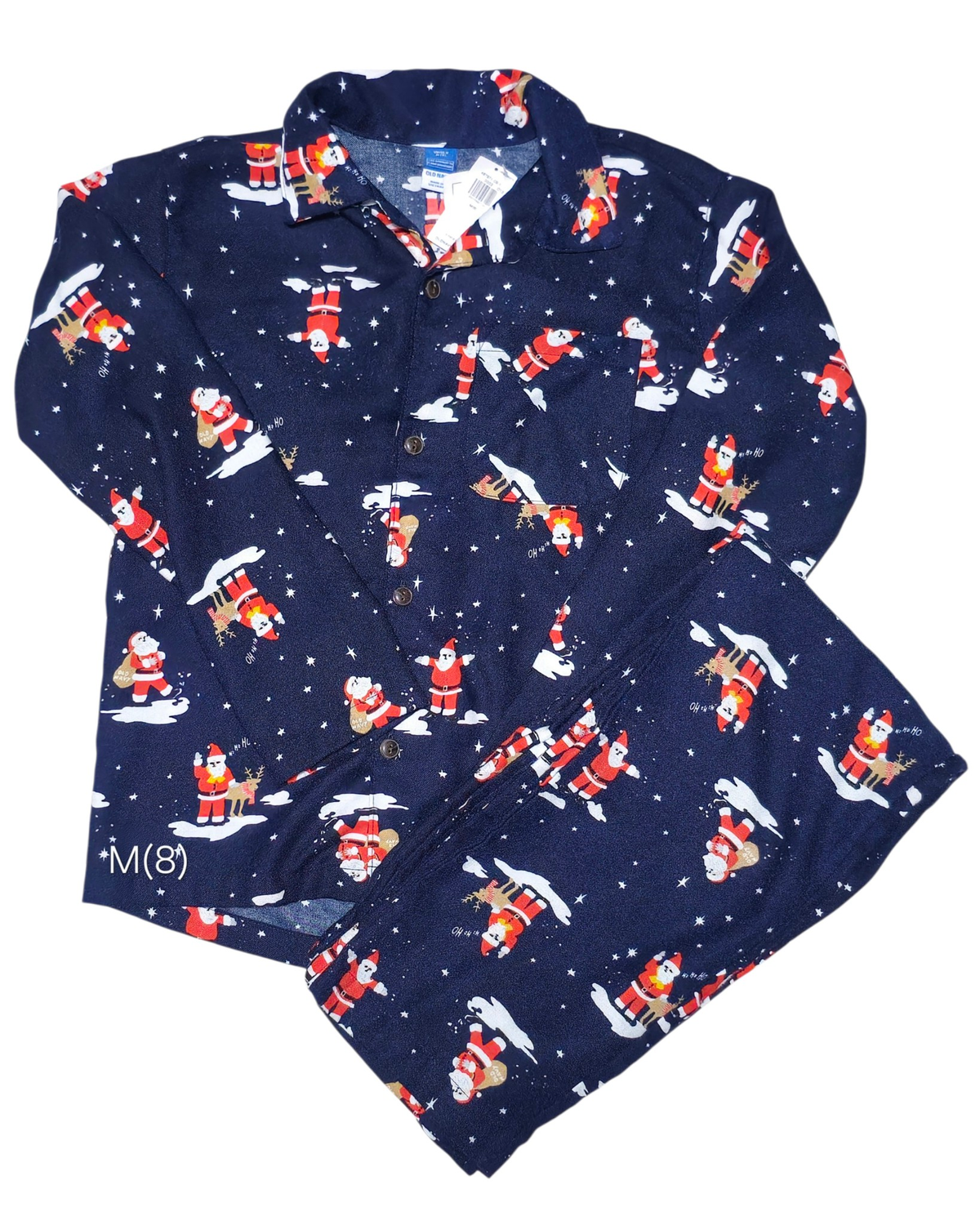 #89 Boys M(8) Old Navy | Santa Button-down flannel pajamas - NWT