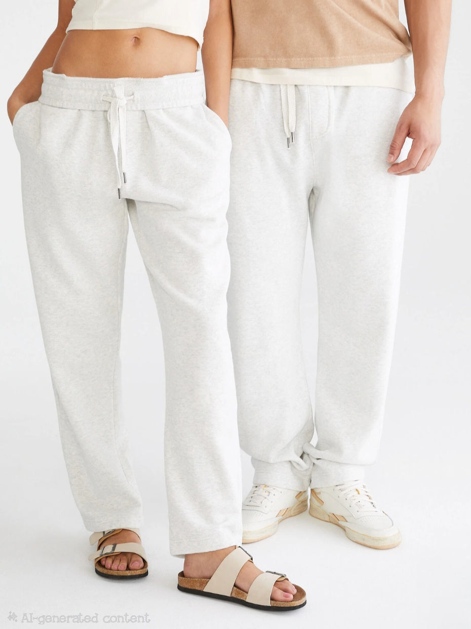 #89 Men XS Aeropostale | *BUNDLE* Cloud Soft Essentials Straight leg Sweatpants 2 PAIR - black & oatmeal NWOT