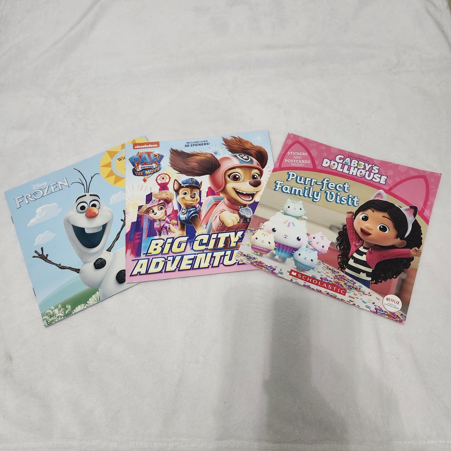 #142 Paw Patrol Disney Olaf Gabby's Dollhouse 3 Book Bundle