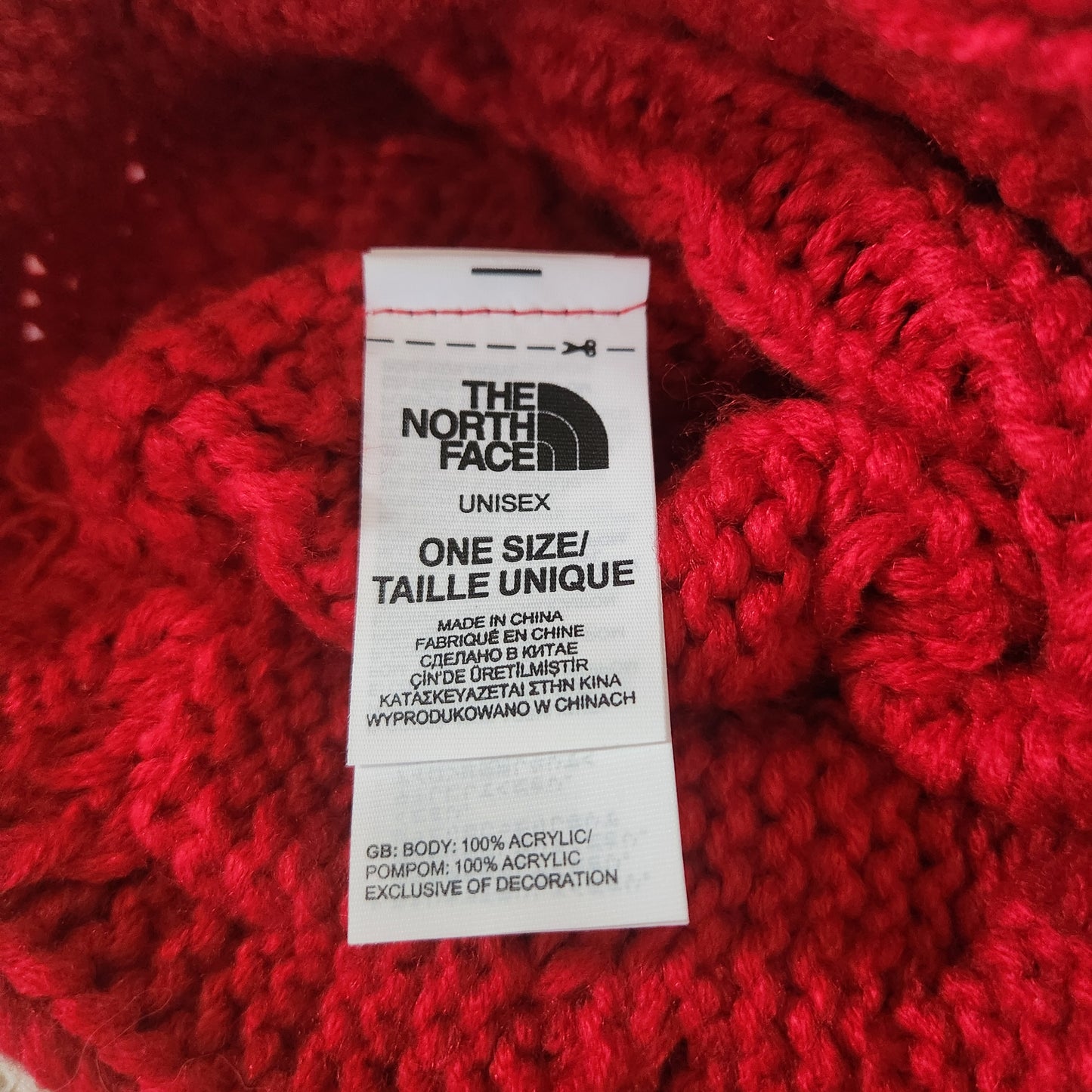 #142 The North Face Womens Cable Knit Beanie Hat Pom Pom One Size Unisex