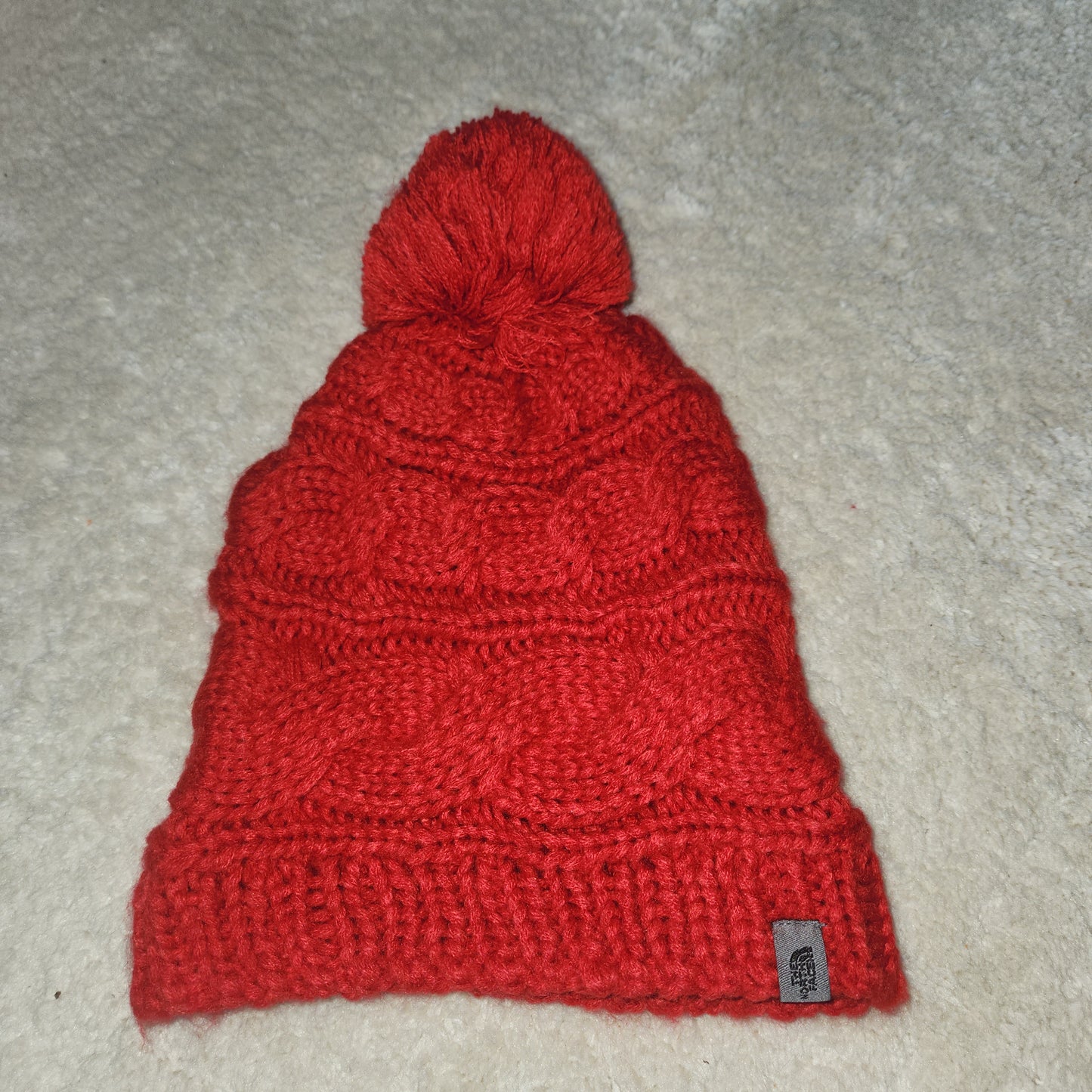 #142 The North Face Womens Cable Knit Beanie Hat Pom Pom One Size Unisex