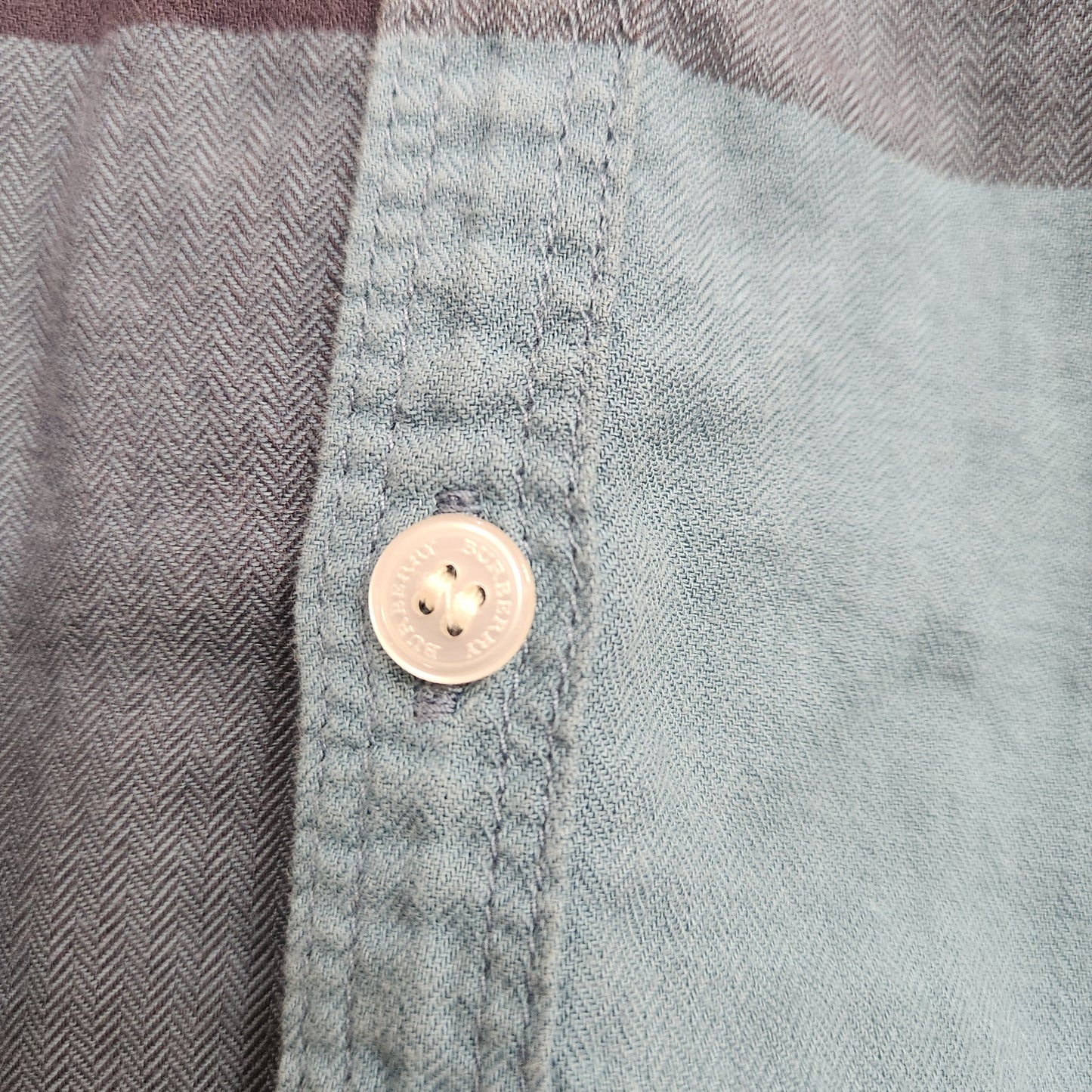 #78 Burberry Children 14Y Blue Exploded Check Button Down Shirt